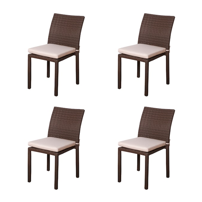 Envelor Liberty 4 Piece Patio Chair Set, White Wood Dining Chair Set Of 4
