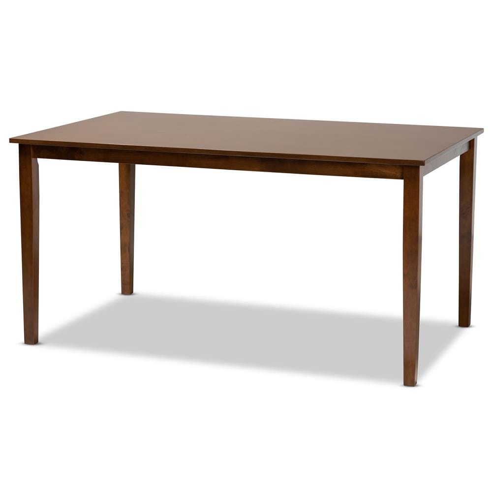 Baxton Studio 165-10520-LW Eveline Walnut Brown Contemporary/Modern Dining Table, Wood with Walnut Brown Wood Base 59.06-in L x 29.13-in H