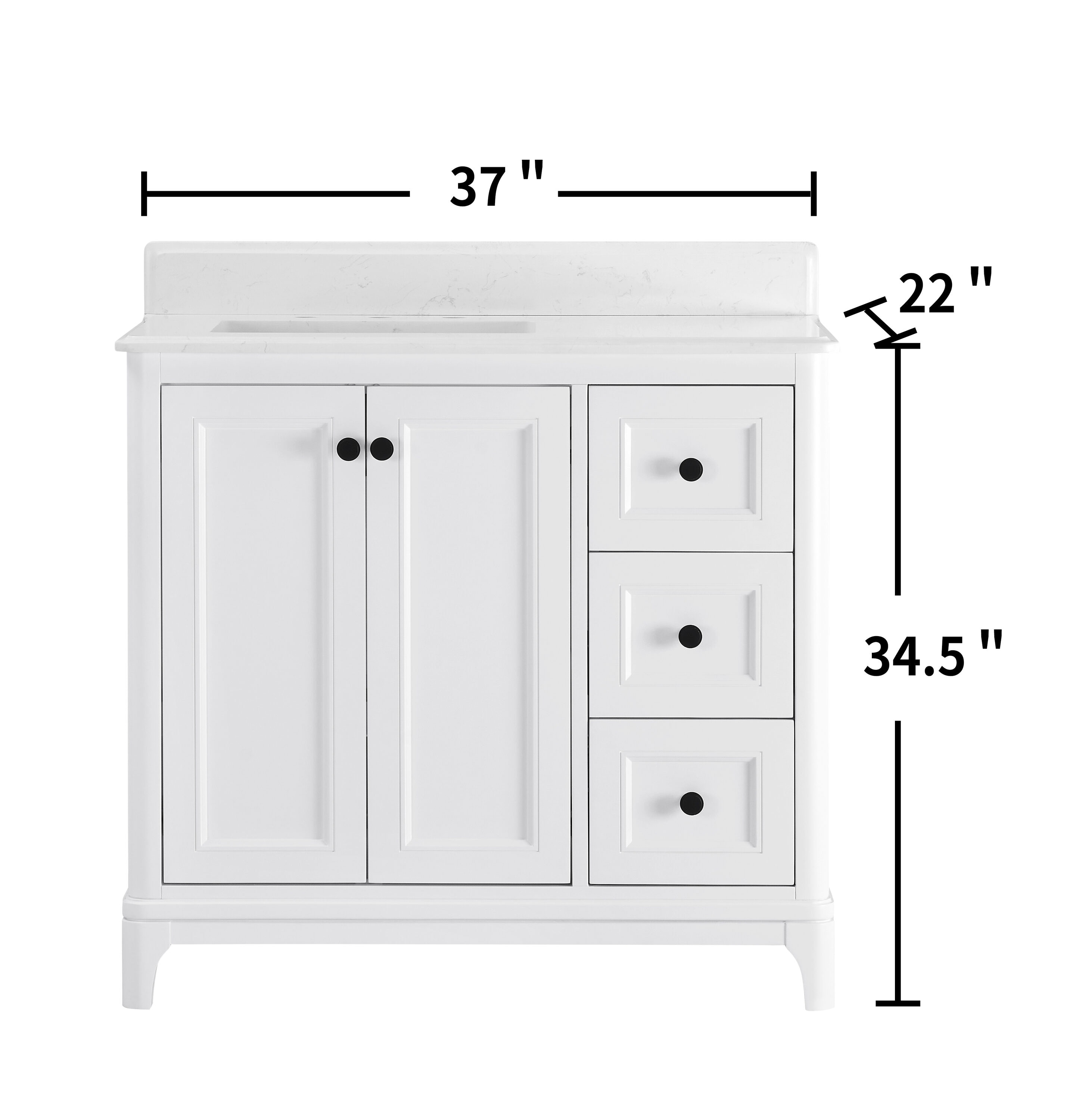 allen + roth Elliana 37-in White Undermount Single Sink Bathroom Vanity ...