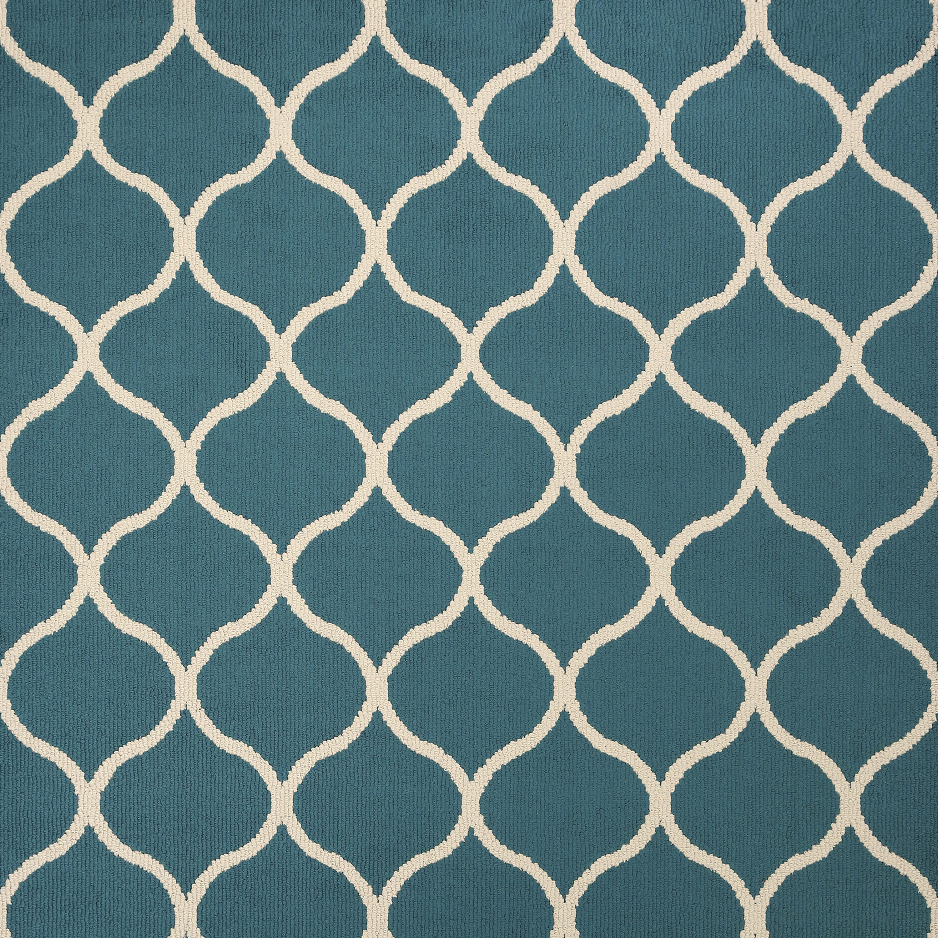 Teal Blue Tufted Shag Rectangular Rug with Non-slip Backing