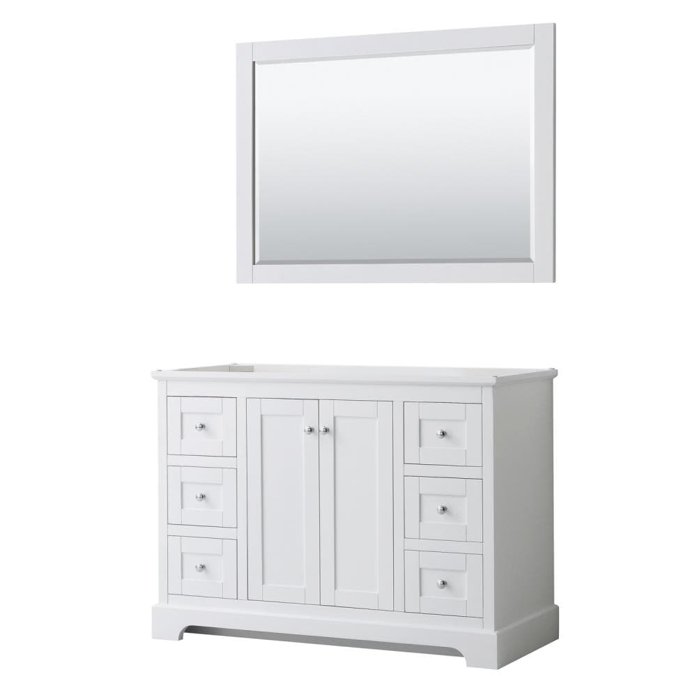 Wyndham Collection WCV232348SWHCXSXXM46 Avery 48-in White with Polished Chrome Trim (Mirror Included)
