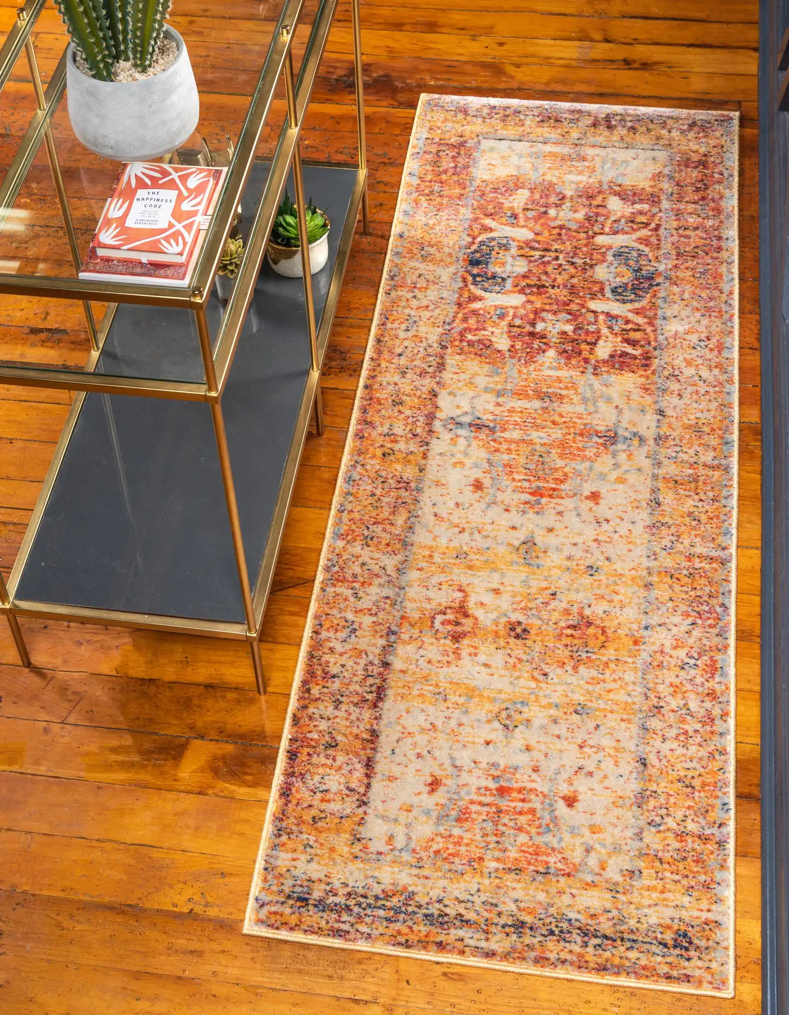 Unique Loom 3141756 Barrington Asheville 2 x 6 (ft) Loomed Polypropylene Multi/Beige Rectangular Indoor Floral/Botanical Vintage Runner rug