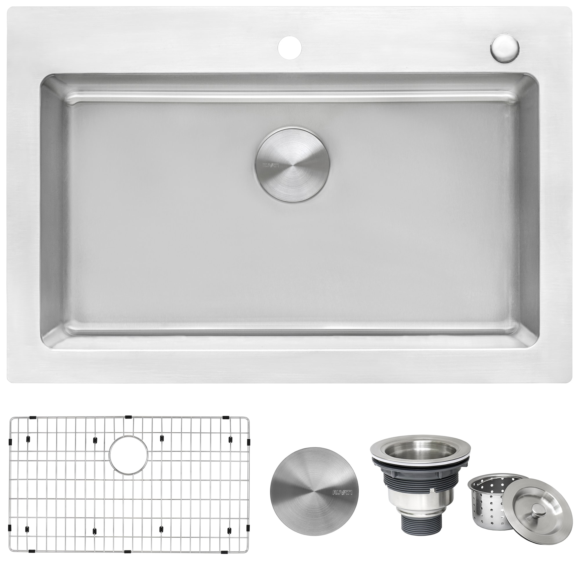 Ruvati 33 x 22 Inch Stainless Steel Drop-In Single Bowl Kitchen Sink