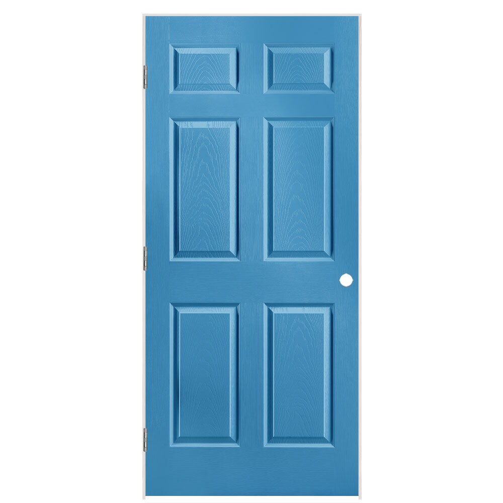 Masonite 1316771 36-in x 80-in Blue Heron Hollow core 6-panel Left hand Textured Prefinished Molded composite Flat Jamb Single Prehung Interior Door