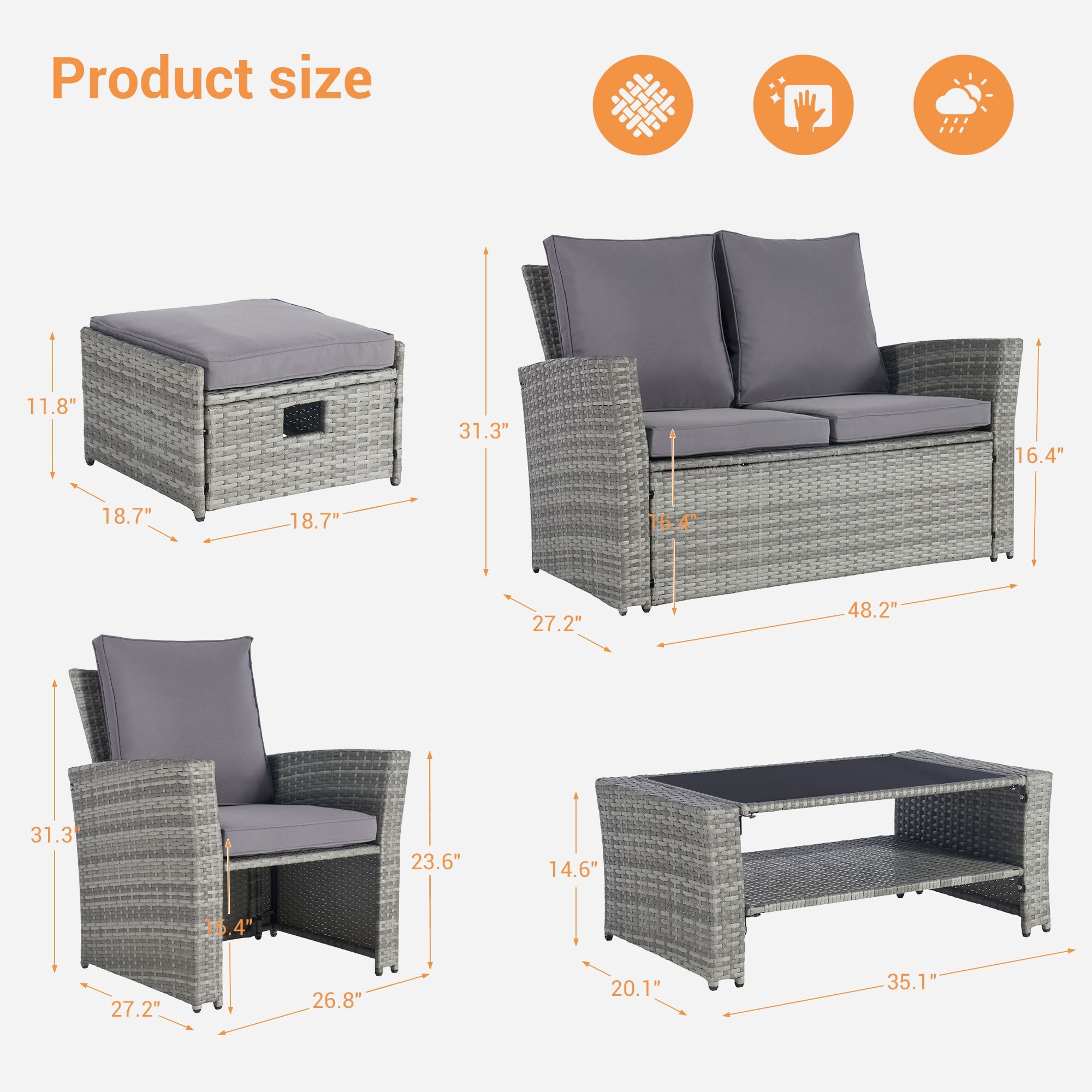SANSTAR L-WS118-LY Patio-Conversation-Sets - View #2