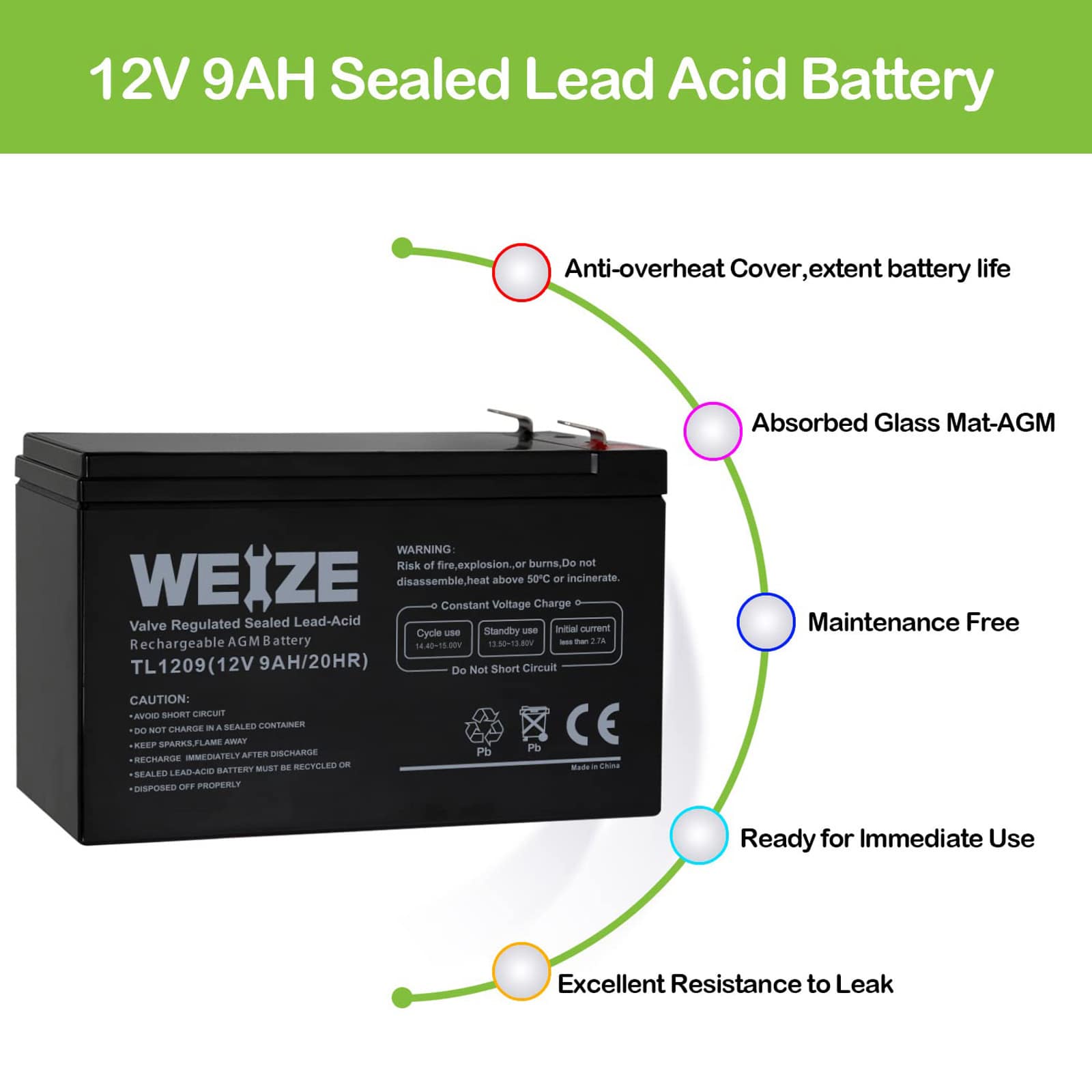 WEIZE QS12-9-2P Device-Replacement-Batteries - View #3