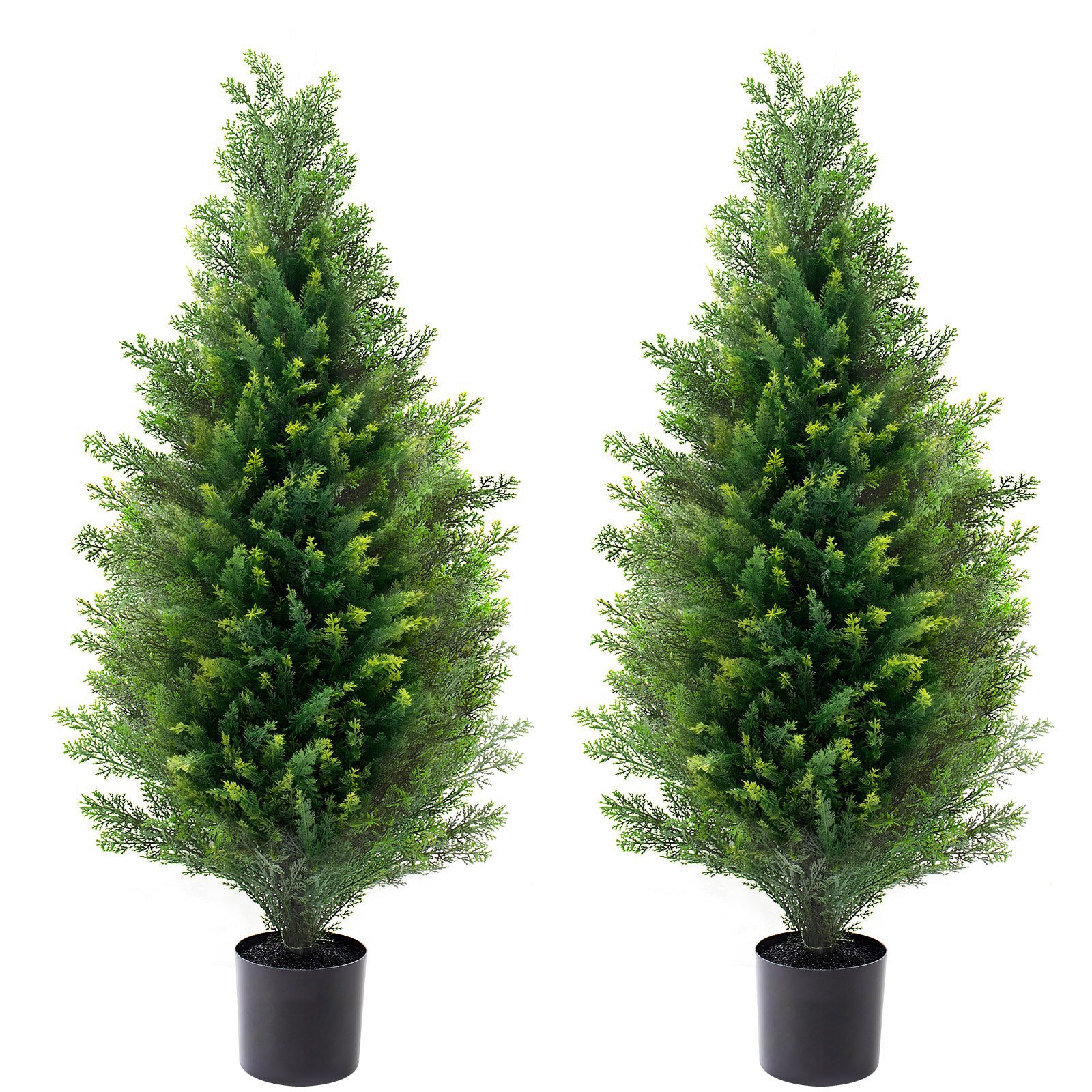 Mecale - 36-in Artificial Cedar Topiary Trees 2-Pack Faux Cypress Cone Plants with Pots - Green