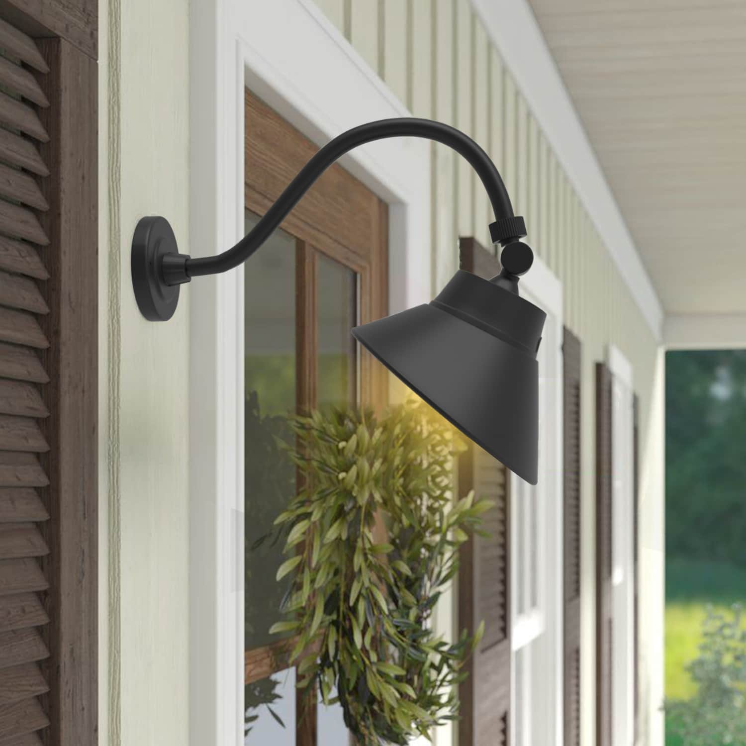 Cedar Hill 18.75-in H Matte Black Dusk to Dawn Integrated LED Outdoor ...