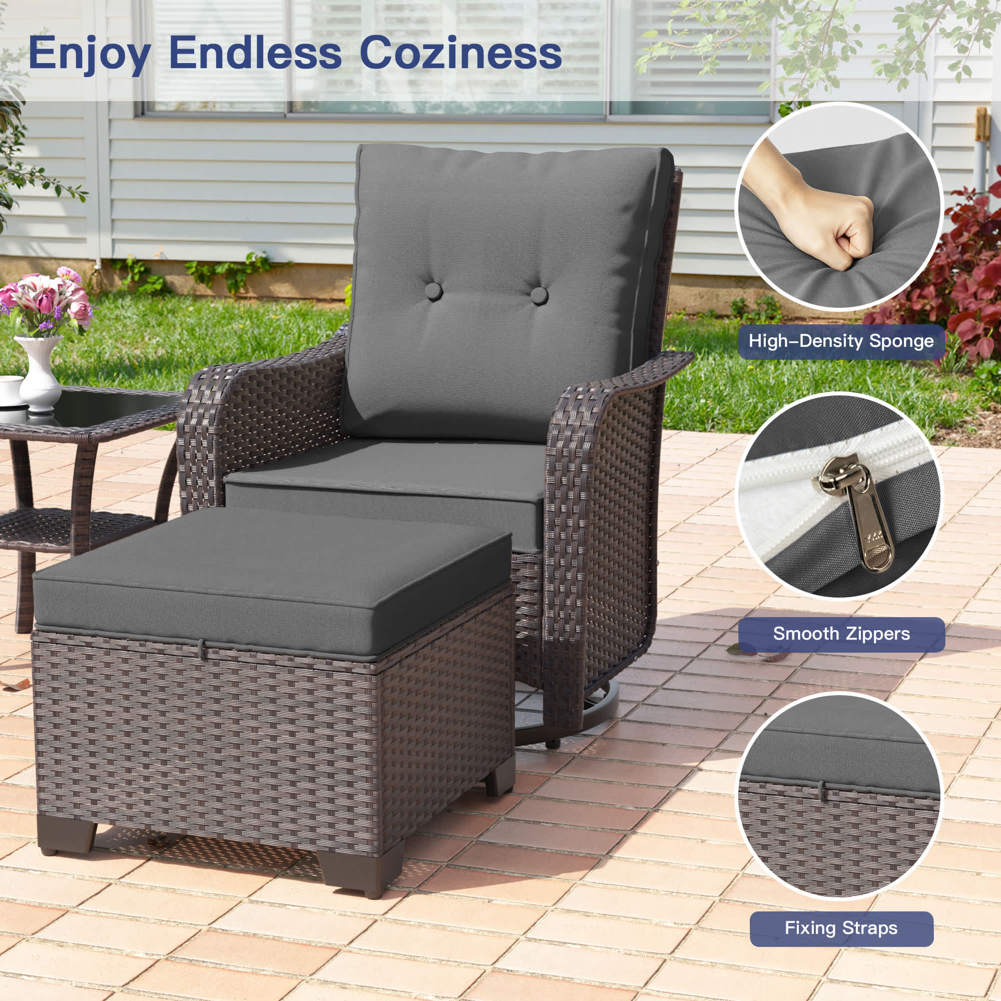 Haxvin HX-RASROT-GY Patio-Conversation-Sets - View #5
