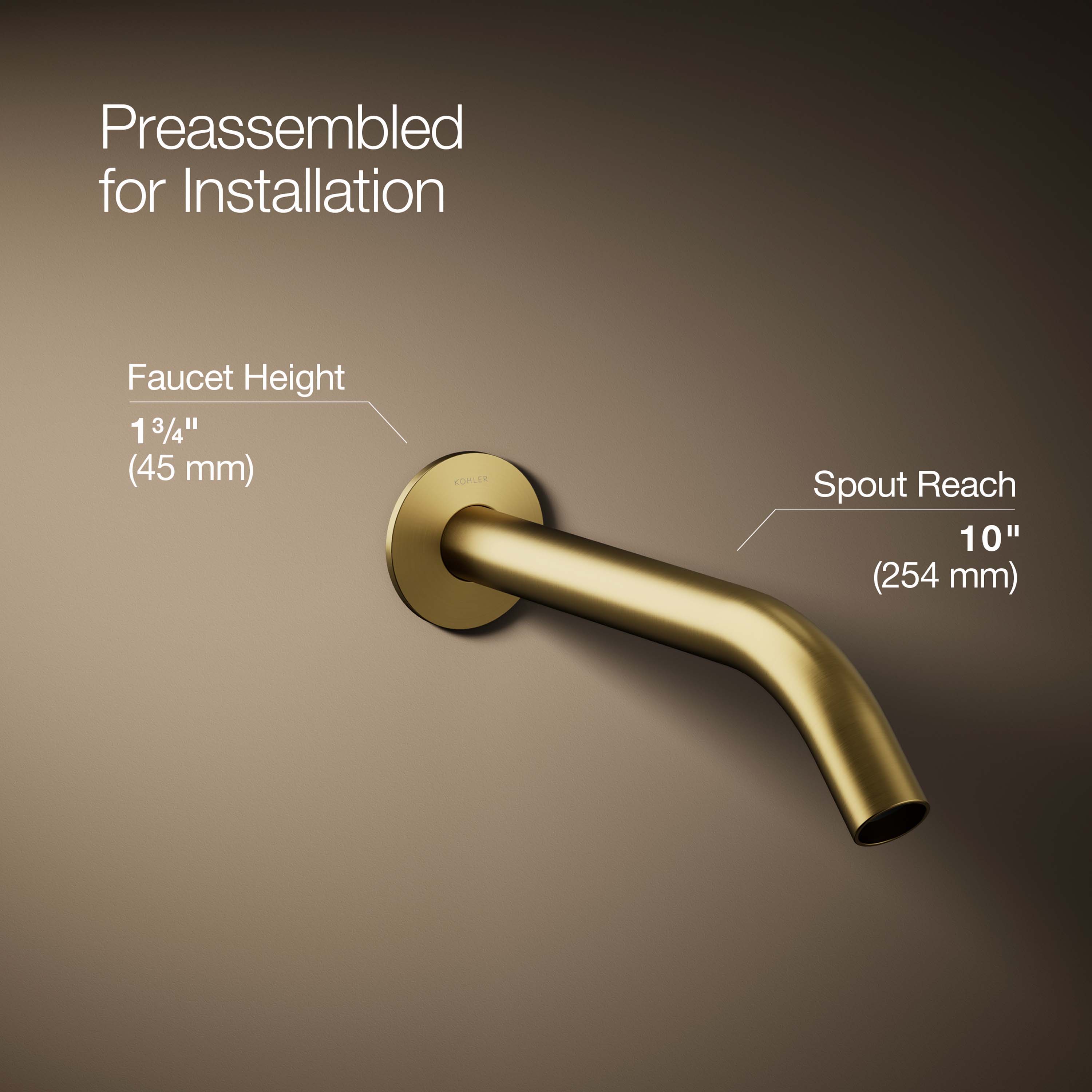 Vibrant Brushed Brass Wall-Mount Bathroom Faucet Spout
