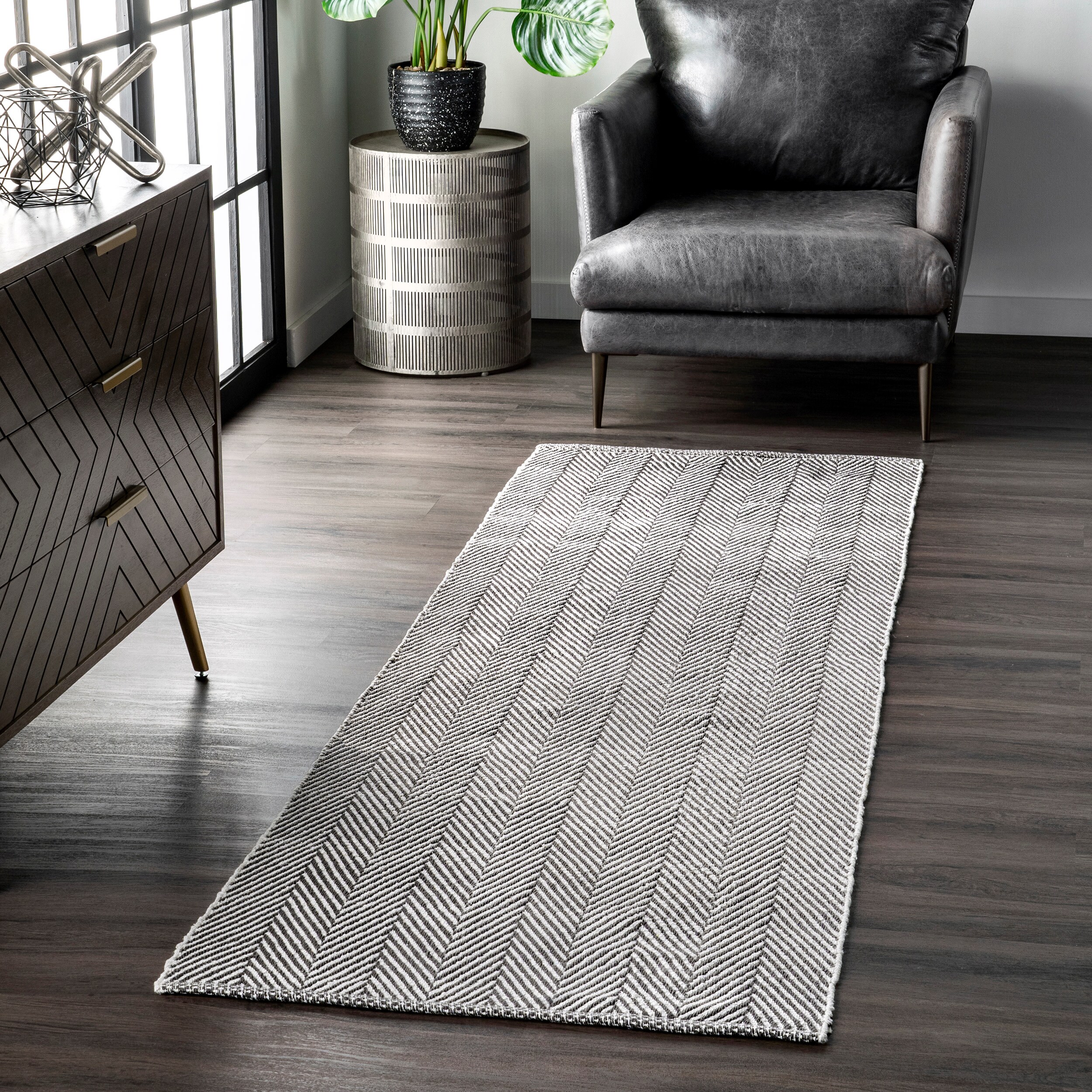 nuLOOM HMCO4C-26010 Kimberely 2 x 10 (ft) Loomed Cotton Gray Rectangular Indoor Geometric Runner rug