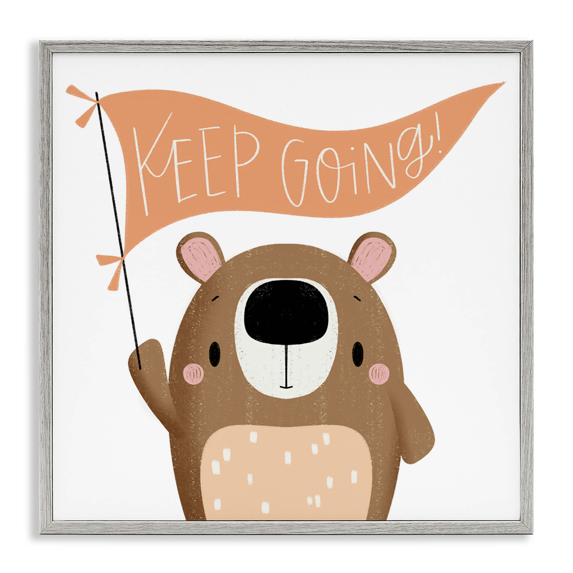 Stupell Industries BT-422-GFF-24X24 Motivational Bear Keep Going Gray Framed Giclee Art By Sarah Hickman 24 x 24