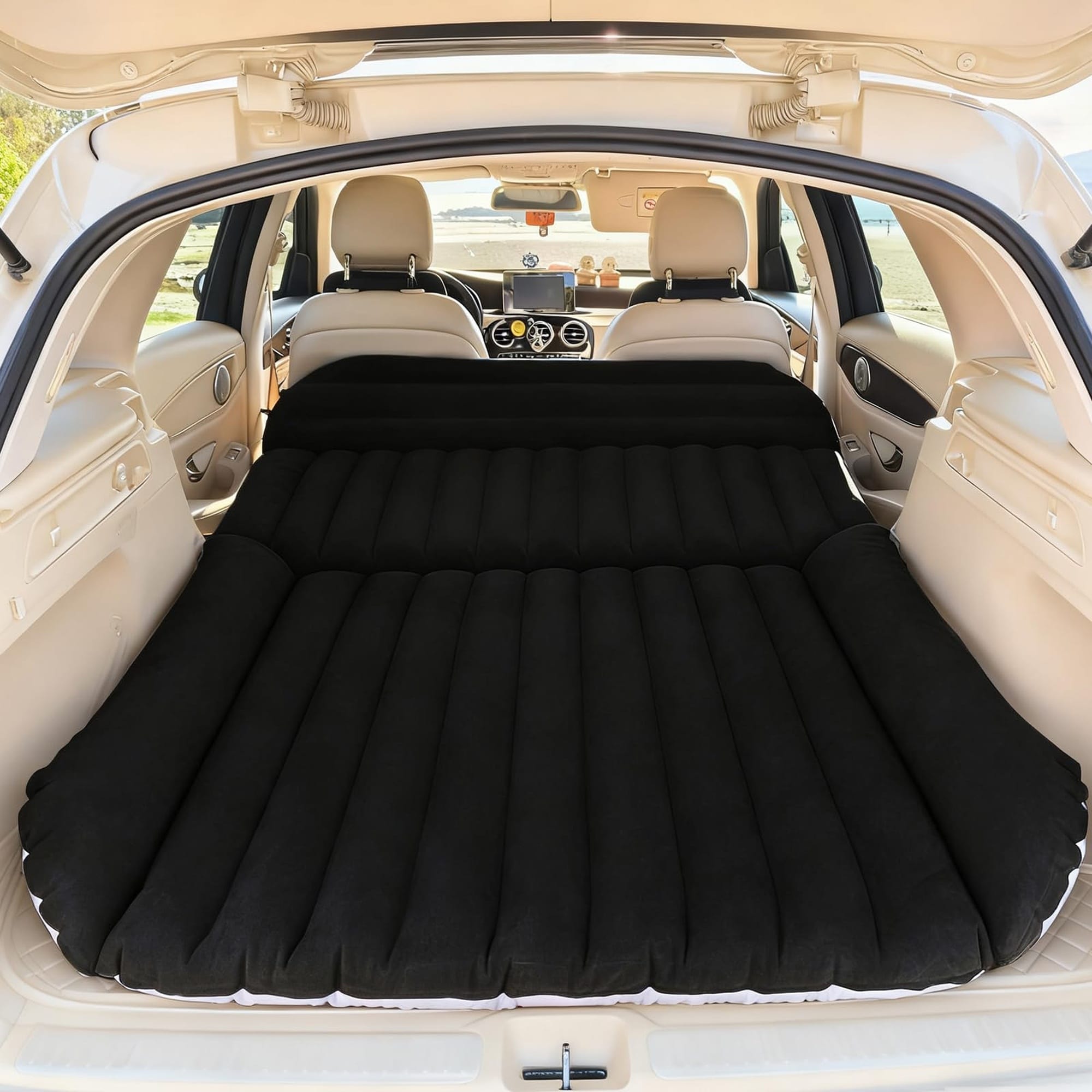 Wudkey 71.7in L x 50in W x 5in H 3-Compartment Black Car Air Mattress