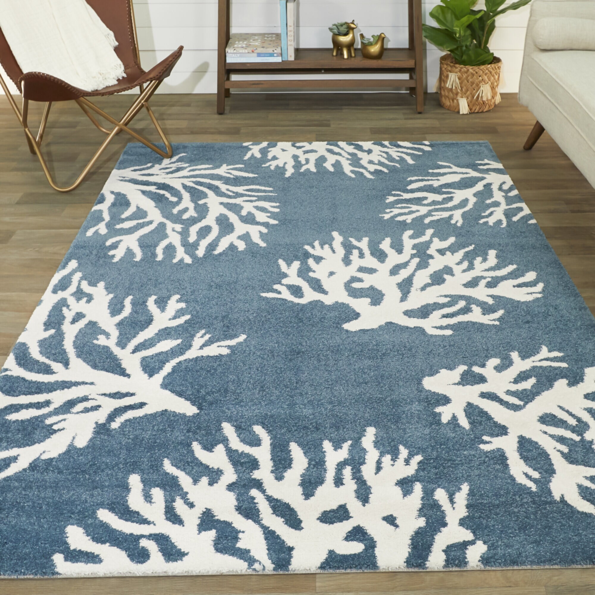 Balta 3008278 8 x 10 (ft) Loomed Polypropylene White Rectangular Indoor Floral/Botanical Coastal Area rug