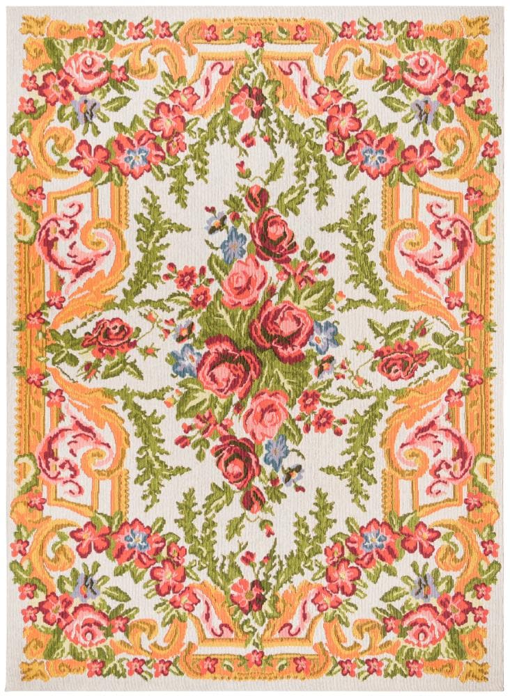 Safavieh CLV112A-6 Classic Vintage Kasta 6 x 9 (ft) Loomed Polyester Ivory/Rose Rectangular Indoor Floral/Botanical Area rug