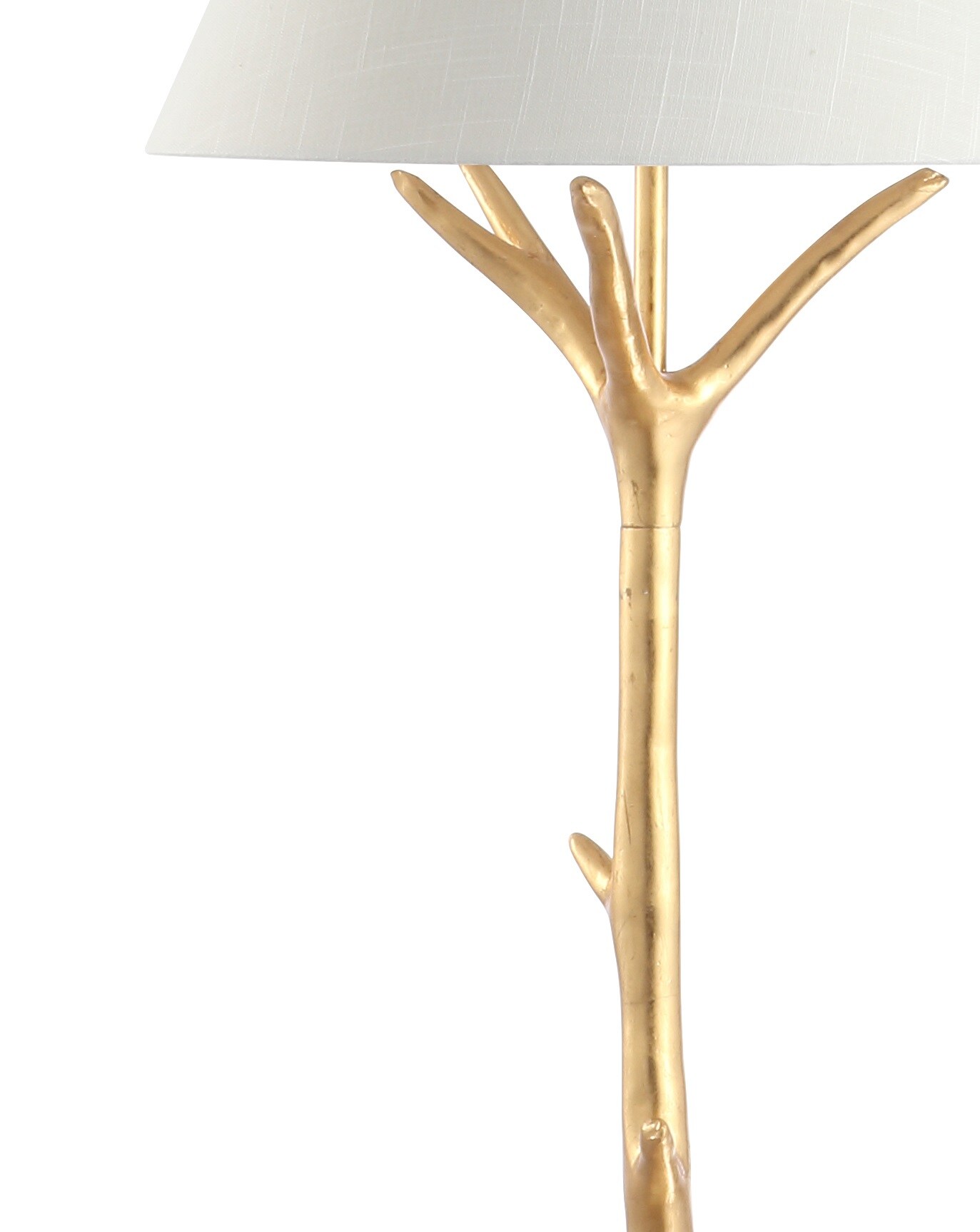 Arbor Gold Faux Bois Resin Arc Floor Lamp with White Shade