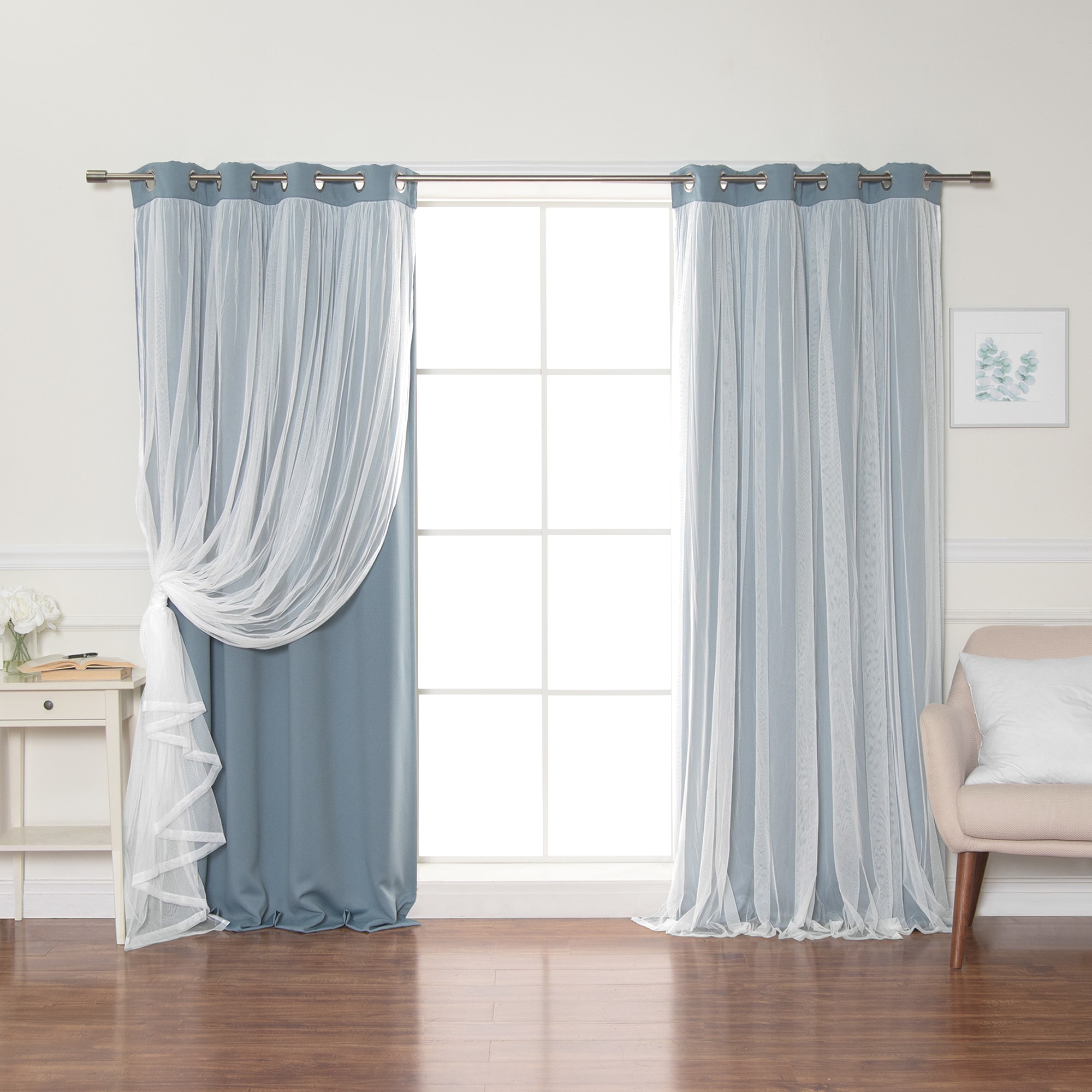 Best Home Fashion GR-MARRYME-108-MGREE 108-Inches Mineral Green Blackout Grommet Curtain panel pair