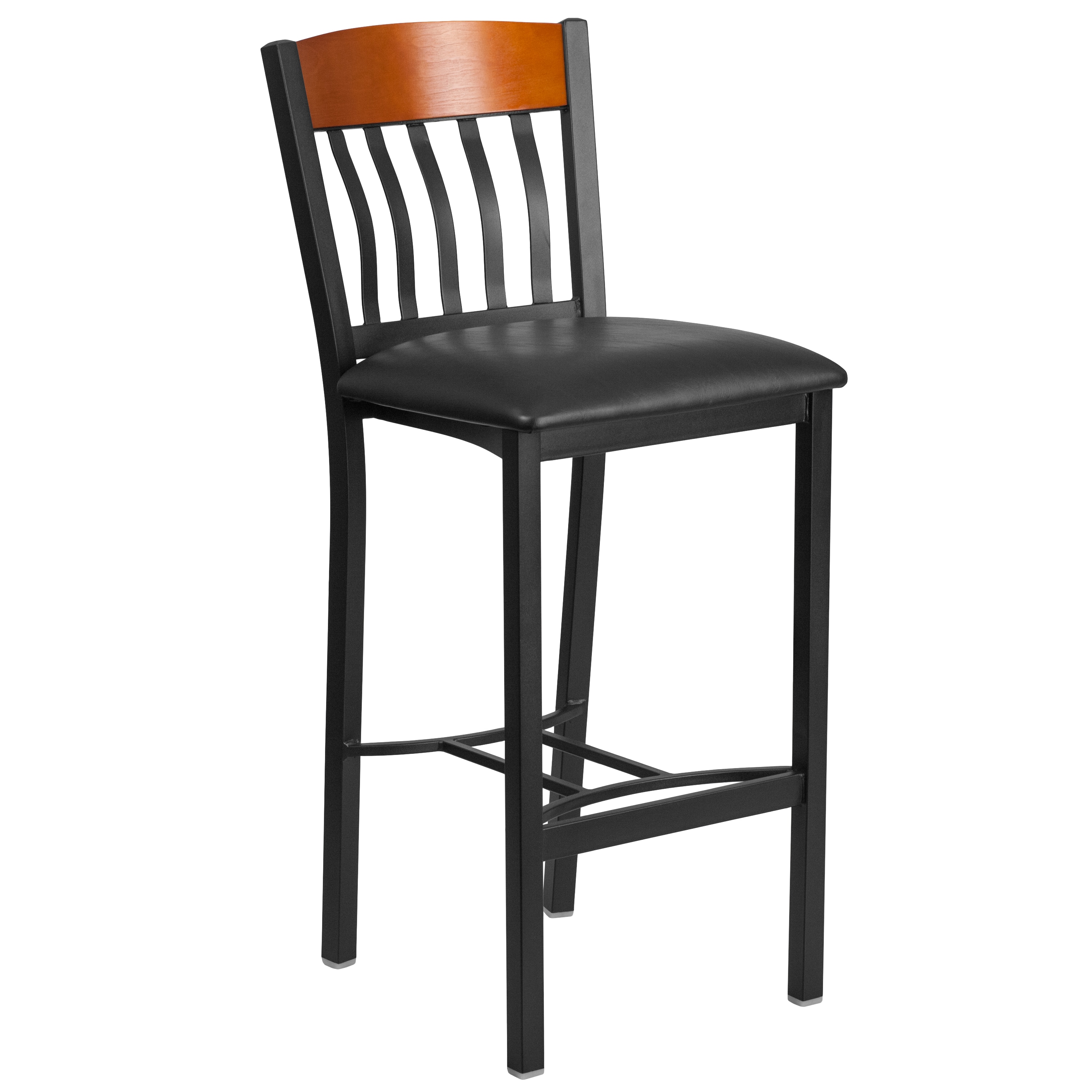 Flash Furniture 889142077589 Eclipse Series Cherry 30.5-in H Bar height Square seat Upholstered Metal Bar Stool and Back