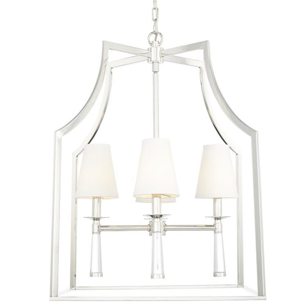 Crystorama 8864-PN Baxter 4 -Light Polished Nickel Rustic For Use in Bedrooms, Dining Rooms, Foyers, Kitchens, Living Rooms Chandelier