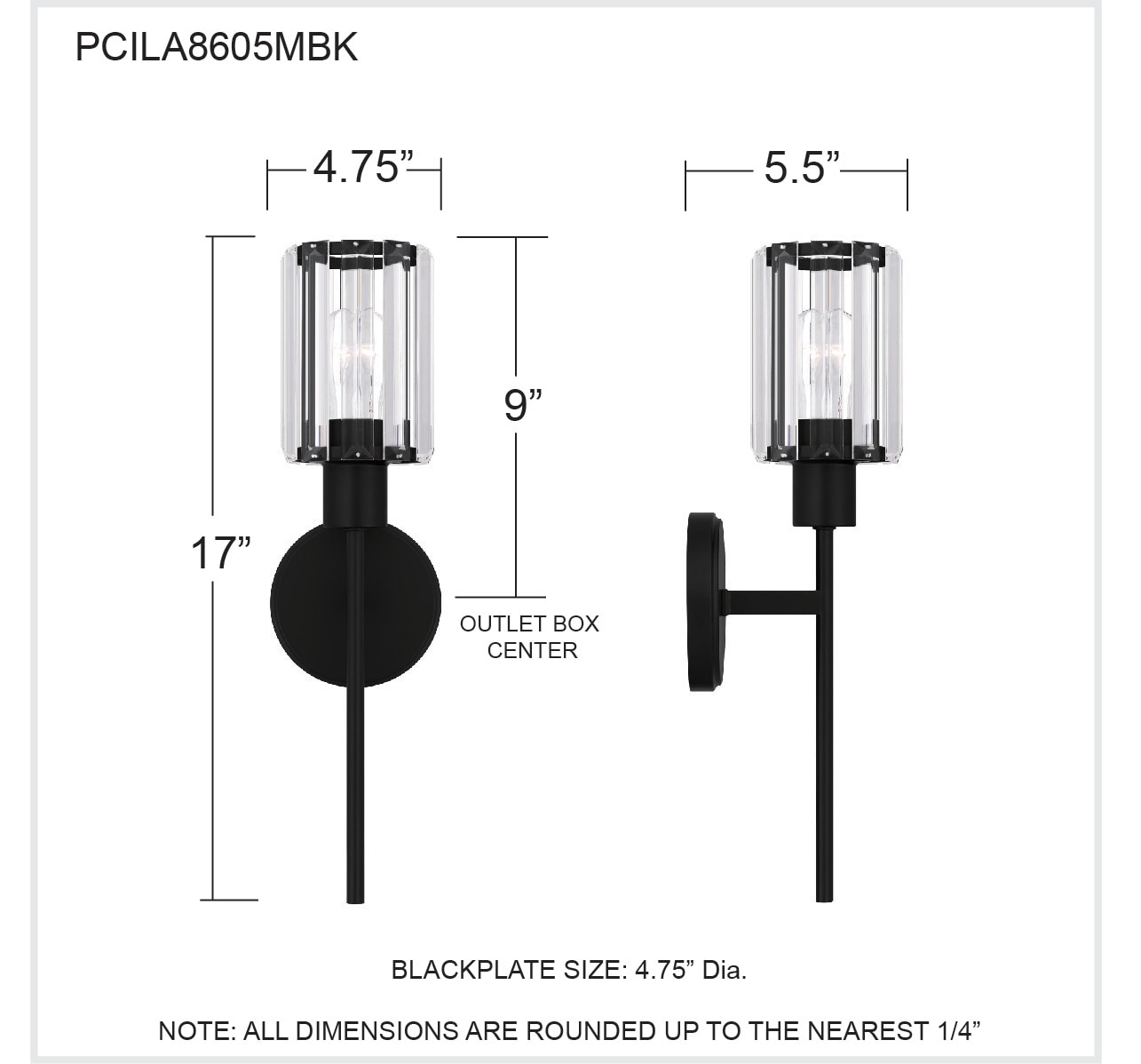 Matte Black Crystal Glass Dimmable Electric Wall Sconce