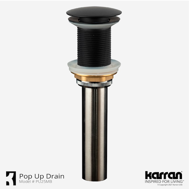 Karran Pop Up Drain Matte Black Bathroom Sink In The Drains Stoppers Department At Com - How To Install Bathroom Vessel Sink Drain Stopper