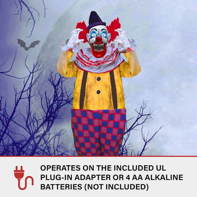 Haunted Hill Farm 78-in Talking Lighted Animatronic Clown Free Standing ...