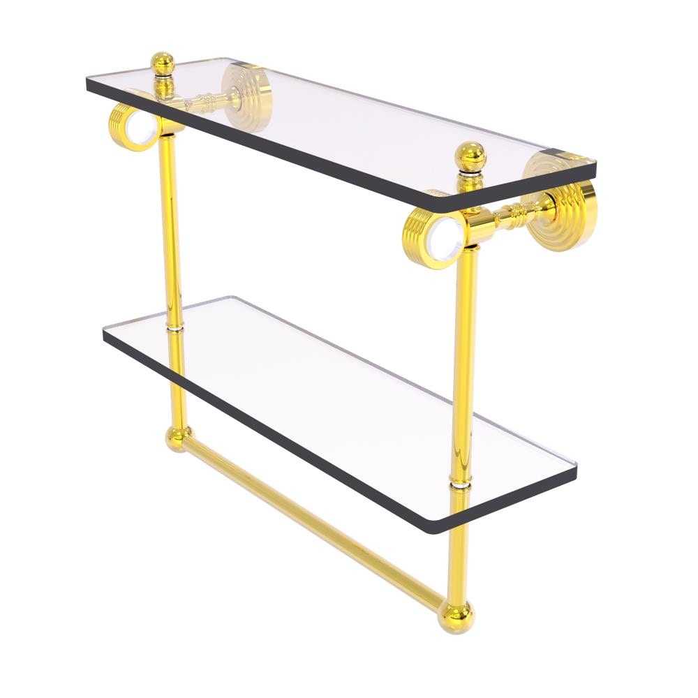Allied Brass PG-2TBG-16-PB Pacific Grove Polished Brass 2 -Tier Wall mount Bathroom Shelf ( 16-in x 13-in x 5-in )