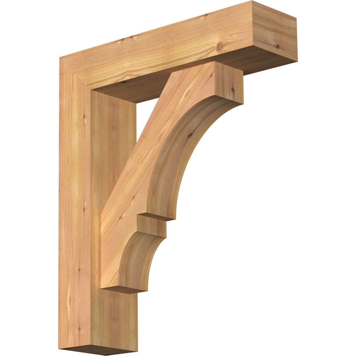 Ekena Millwork 1461938 Balboa Block Smooth Bracket with Offset Brace 5-1/2-in x 20-in x 24-in Western red cedar Brown Wood Standard bracket