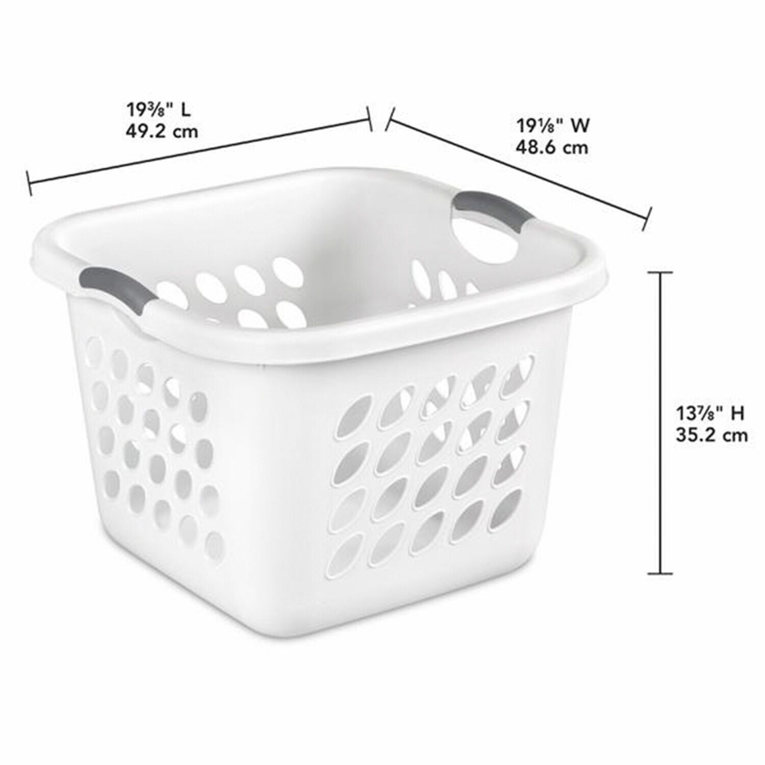 White Square Plastic Laundry Basket with Ventilation Holes