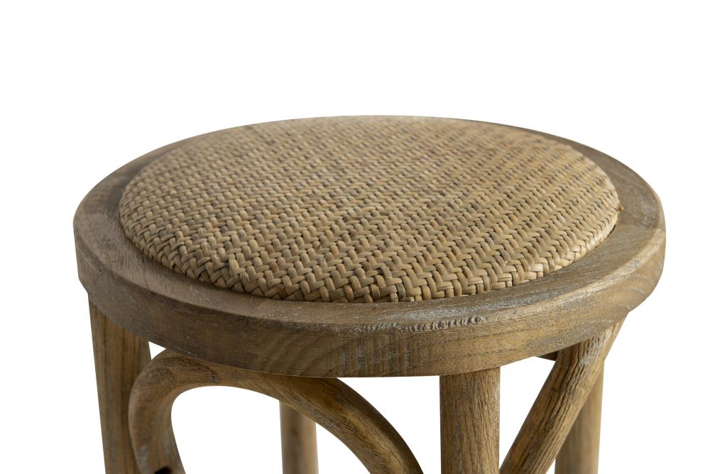 Rae Rattan 25" Backless Beige Wood Counter Stool