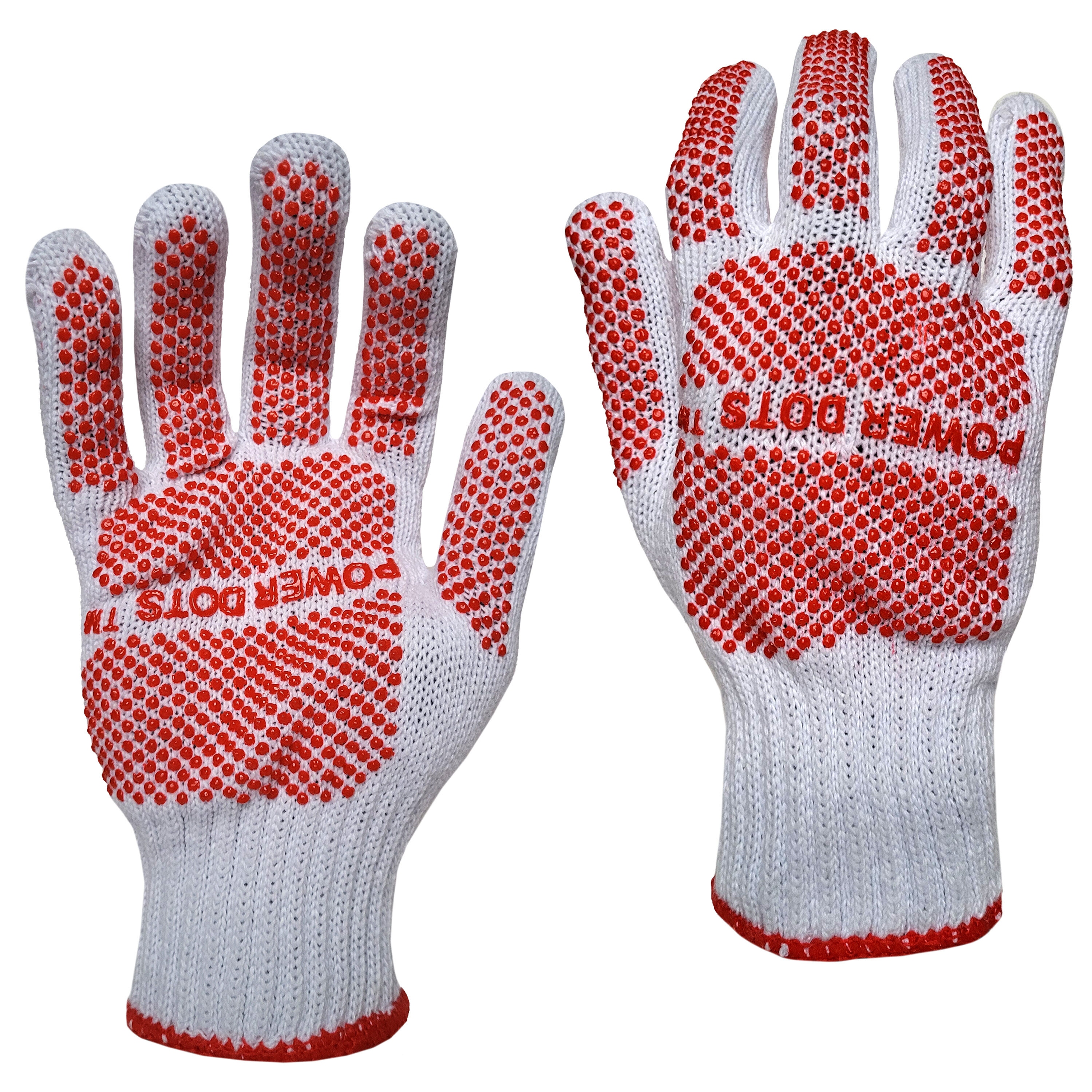HandCrew USHG-2245FA One size fits all Red Poly/Cotton Construction Gloves 2 -Pairs