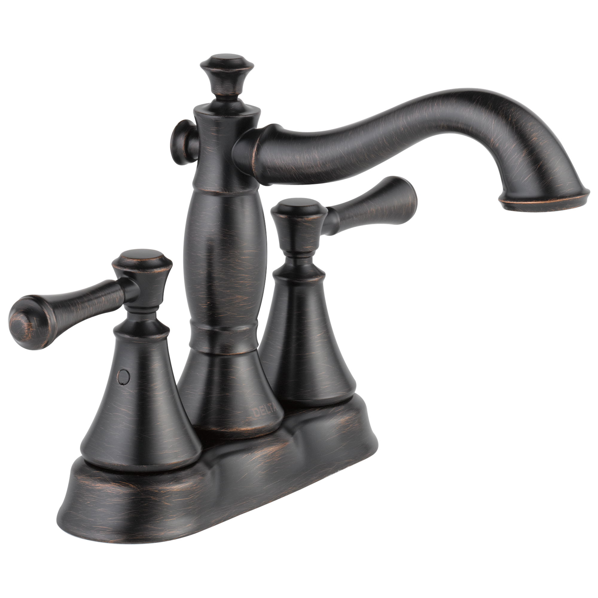 Delta 2597LF-RBMPU Cassidy Venetian Bronze 4-in centerset 2-handle WaterSense Mid-arc Residential Handle Bathroom Sink Faucet with Drain