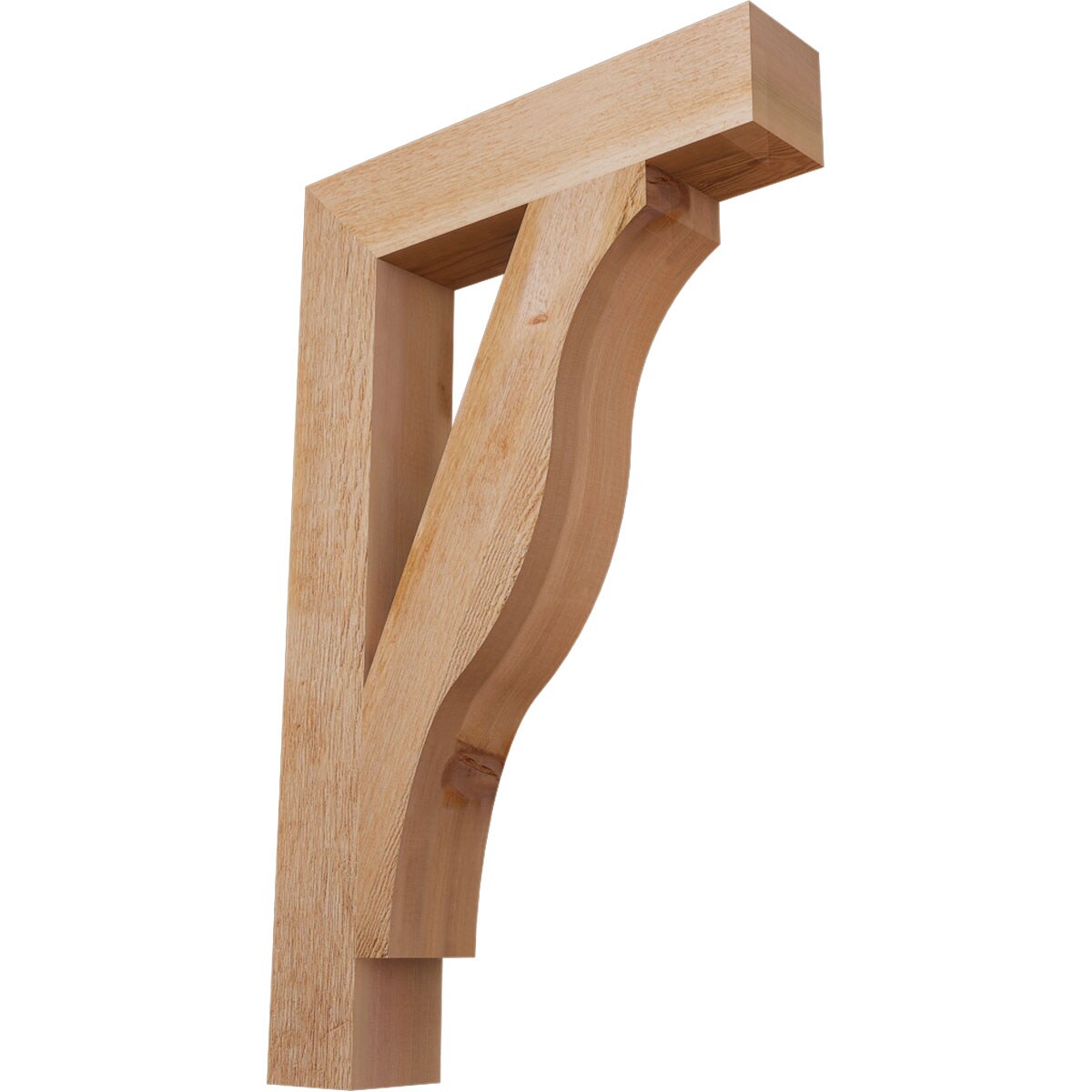 Ekena Millwork BKT04X20X32FST05RWR Funston Block Rough Sawn 4-in x 20-in x 32-in Western red cedar Brown Wood Standard bracket