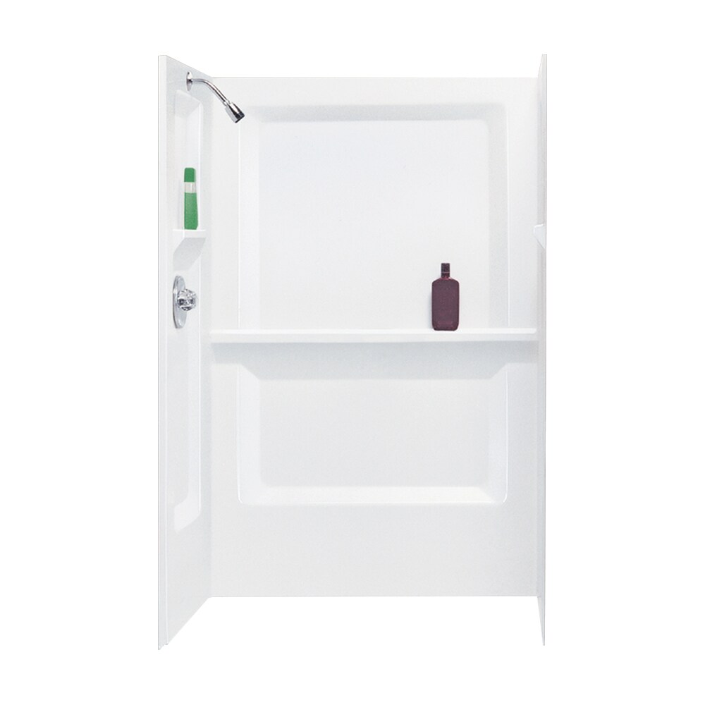 Mustee Durawall White Panel Kit Shower Wall Surround (48in x 32in) in the Shower Wall