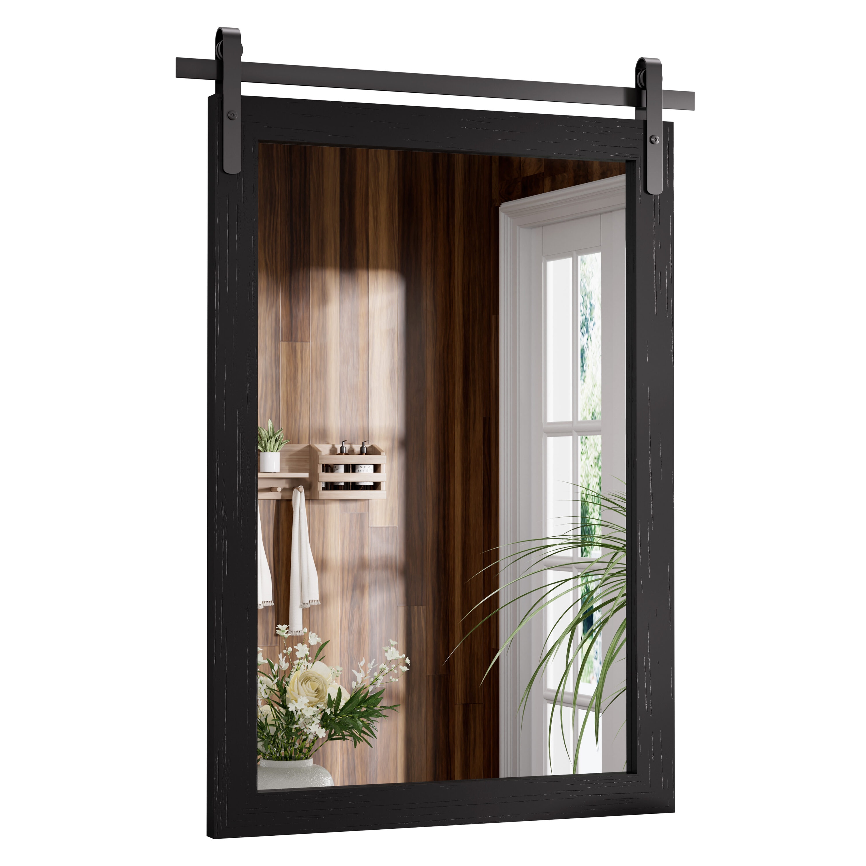 Clavie LS-18261-FRBL Bathroom Mirrors Wall Mirrors Accent Mirrors 18-Inches W x 26.0-Inches H Rectangle Black Framed Wall Mirror