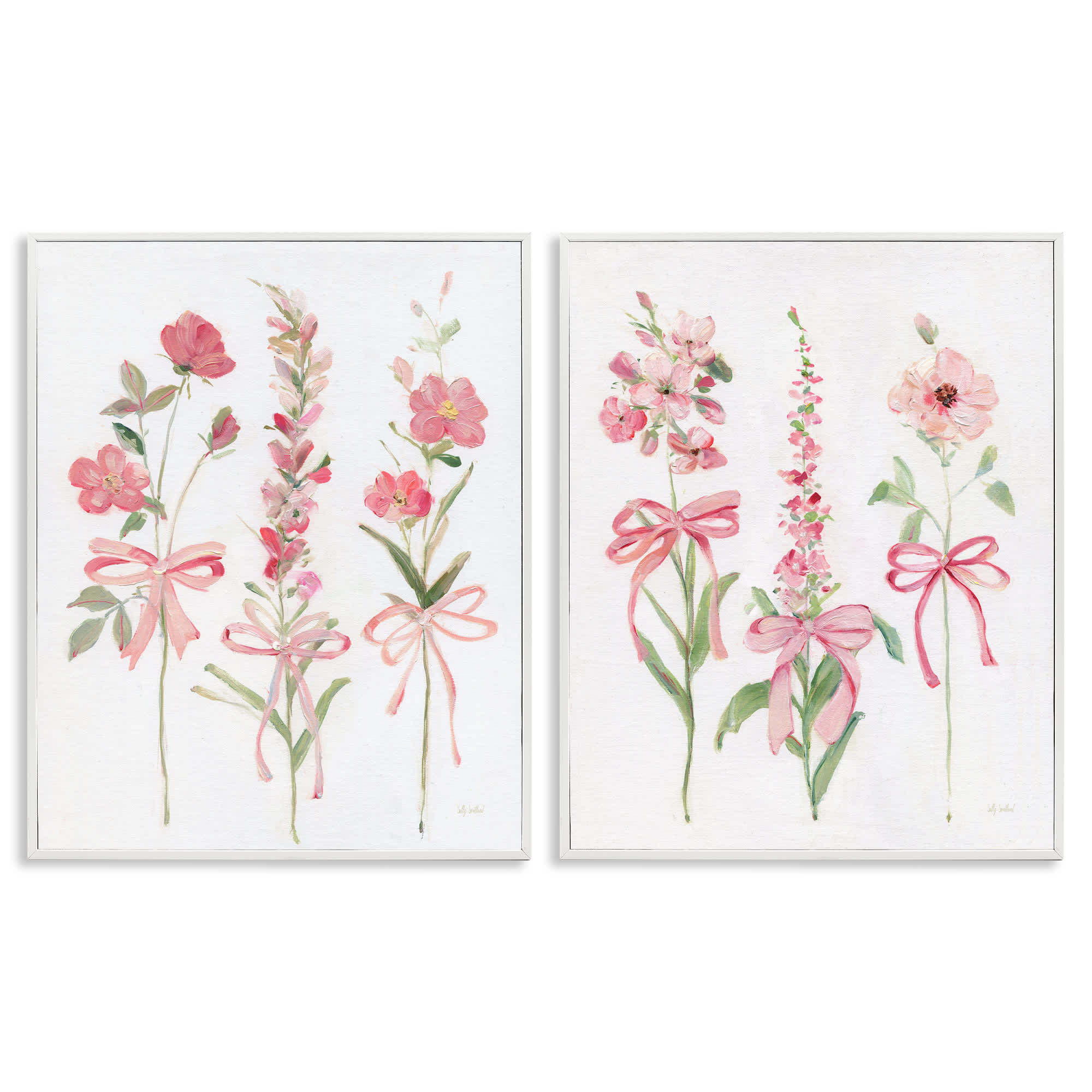 Stupell Industries B2-752-WFR-2PC-11X14 Soft Fresh Pastel Sprigs 2 Piece White Framed Giclee Art Set By Sally Swatland 11 x 14