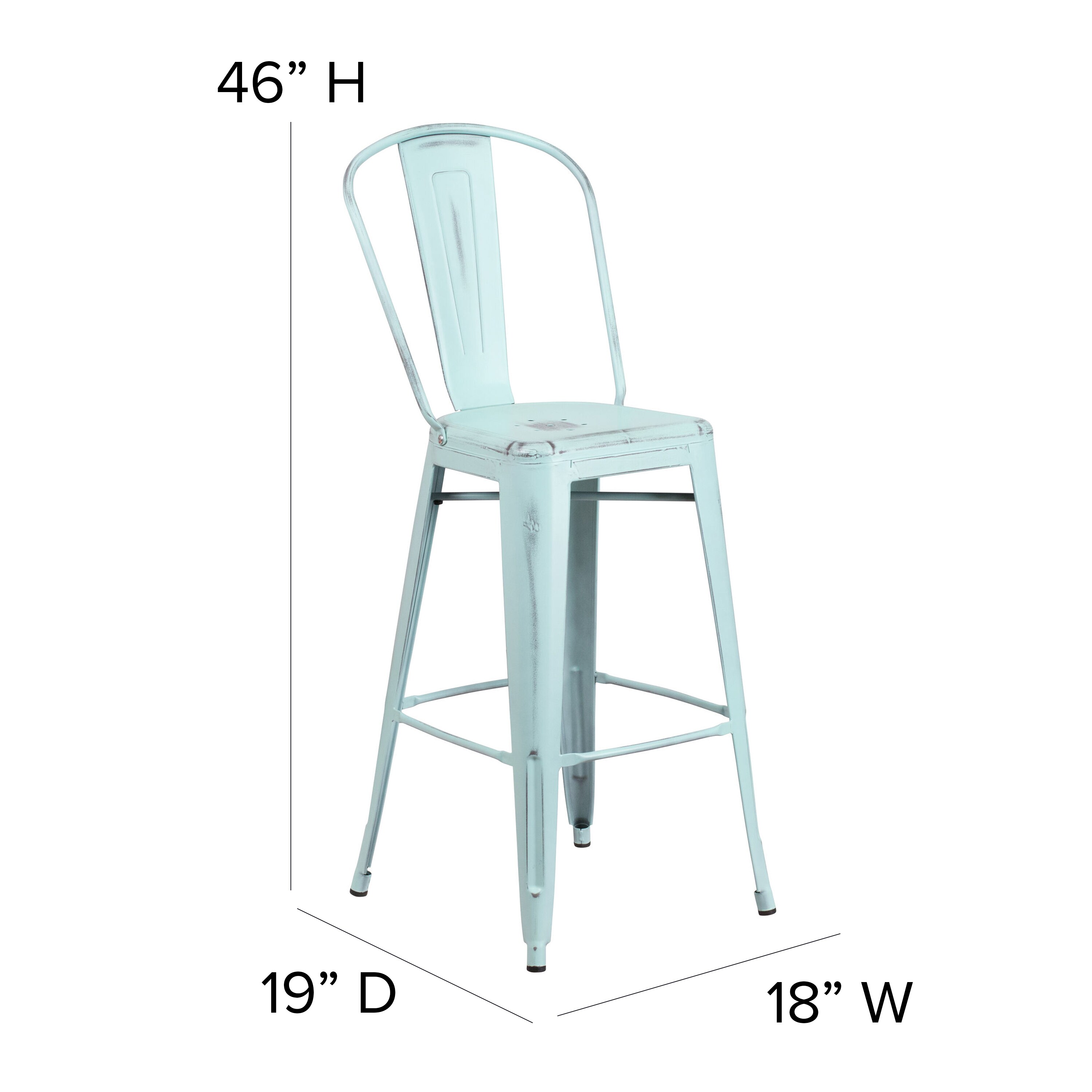 blue metal bar stools with back