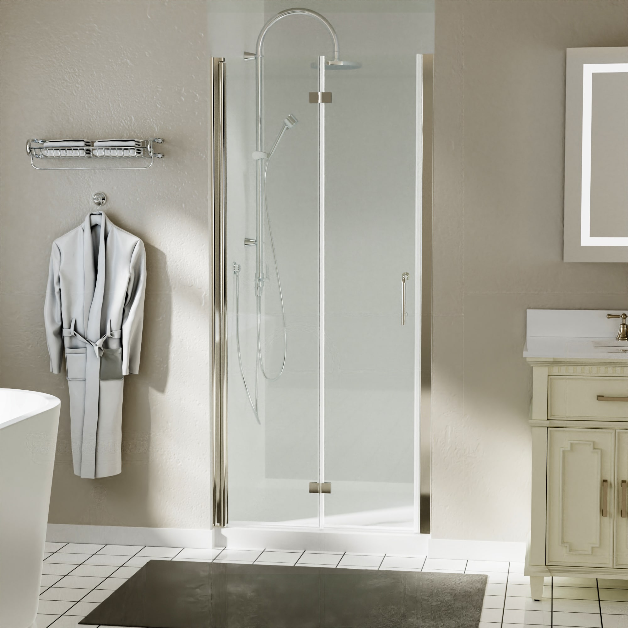 Bifold Frameless Shower Door Bifold Showers At Lowes Com   61267811 