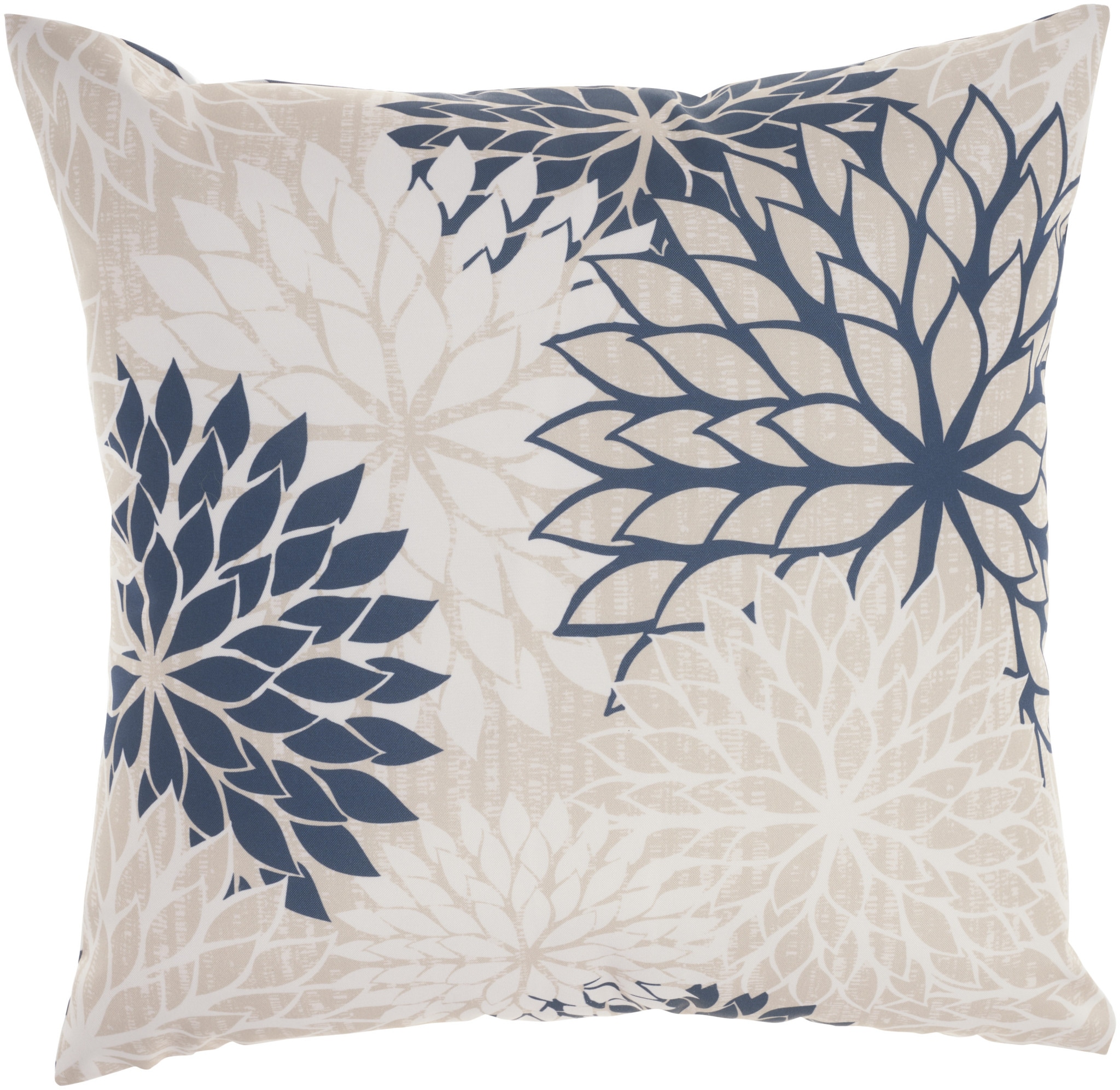 HomeRoots 4000527781 20 inch Beige Blue and Ivory Floral Indoor Outdoor Throw Pillow