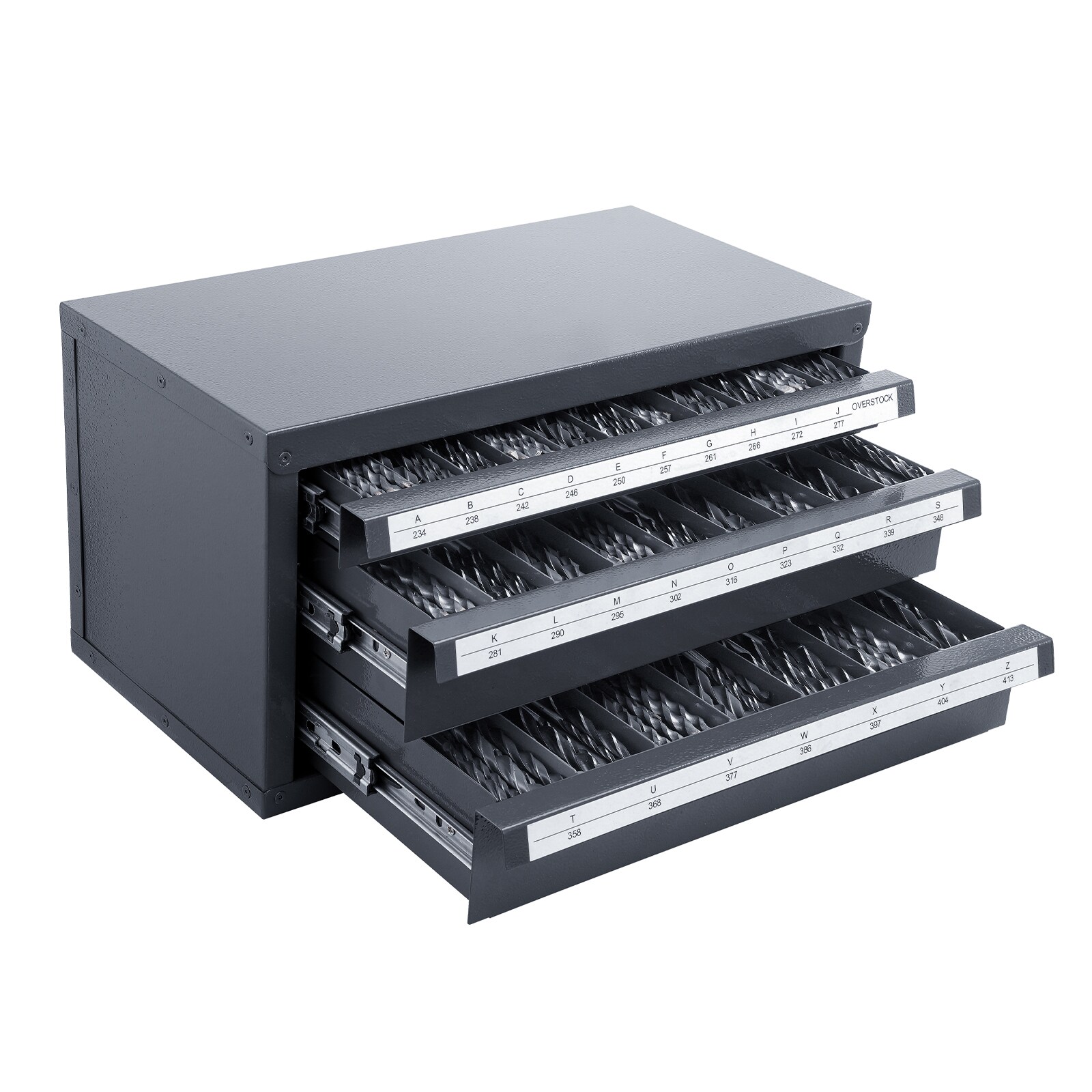 VEVOR SCZTFPGJXADZ00702V0 A-Z Drill Bit Dispenser 14.8-in W x 7.9-in H x 7.9-in D 3-Drawer Steel Tool Chest (Black)