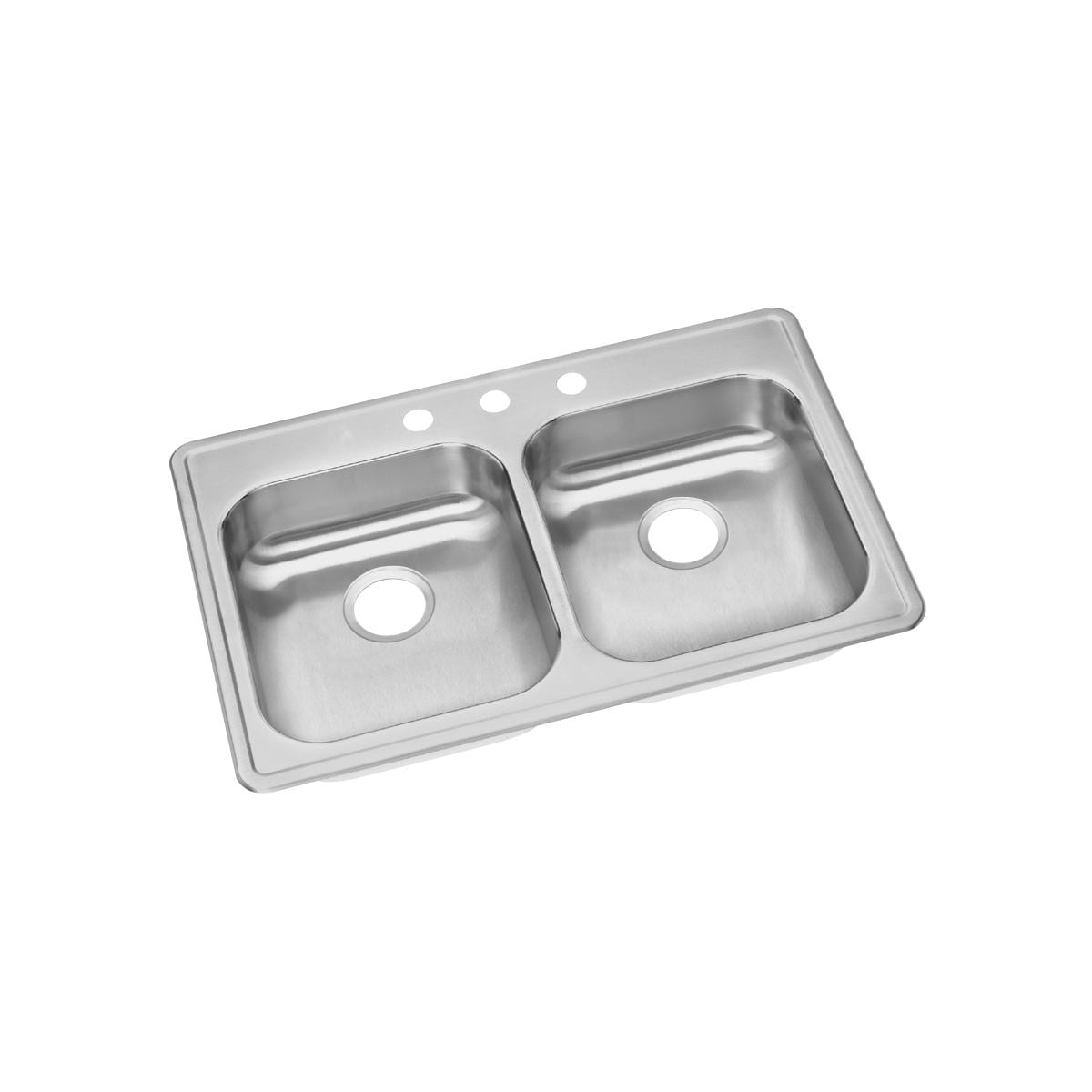 Dayton GE233213 Drop-In 33-in x 21.25-in Satin Stainless Steel Double Equal Bowl 3-Hole Kitchen Sink