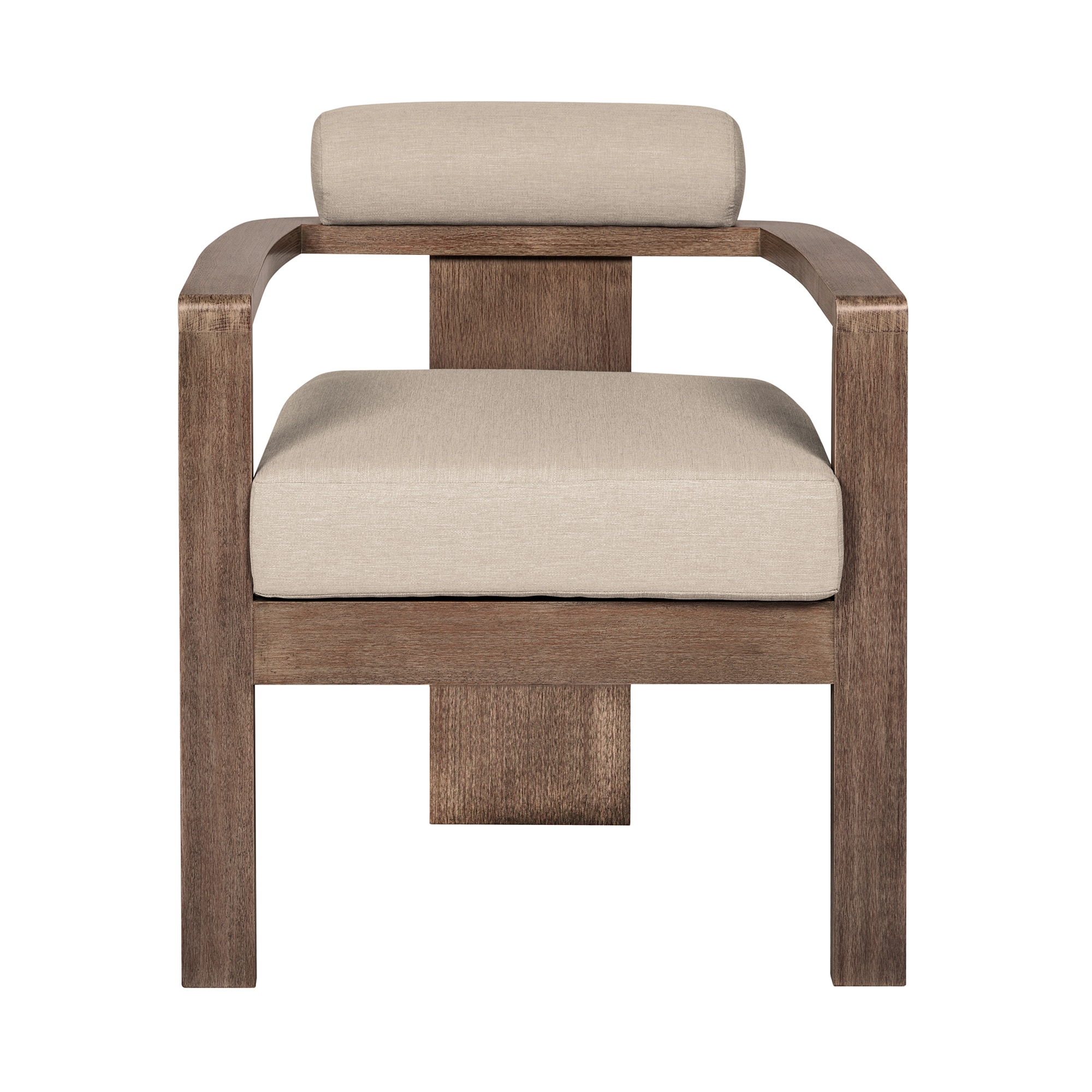 Armen Living LCRESIEUCTP Brown Patio Dining Set Wood Rectangle Table with 1 Tan Stationary Chairs