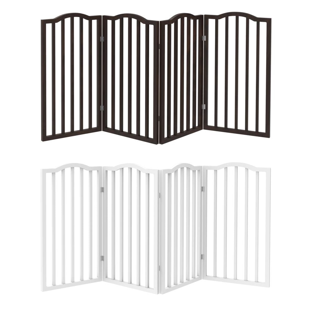 PETMAKER 32-in H Freestanding Expandable Brown Wood Pet Gate In The Pet ...