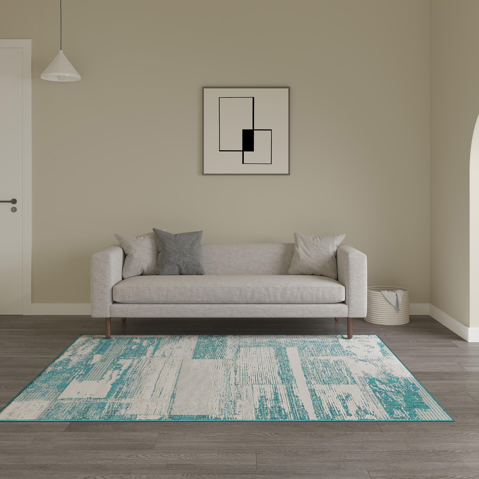 MH LONDON MH-RG-2023 OC Indoor/Outdoor Rugs 5 x 8 (ft) Tufted Polypropylene Ocean Rectangular Indoor/Outdoor Geometric Area rug
