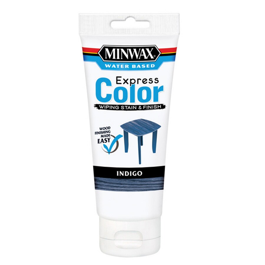 Minwax 308074444 Express Color Wiping Stain and Finish Water-Based Indigo Semi-Transparent Satin Interior Stain (6-oz)