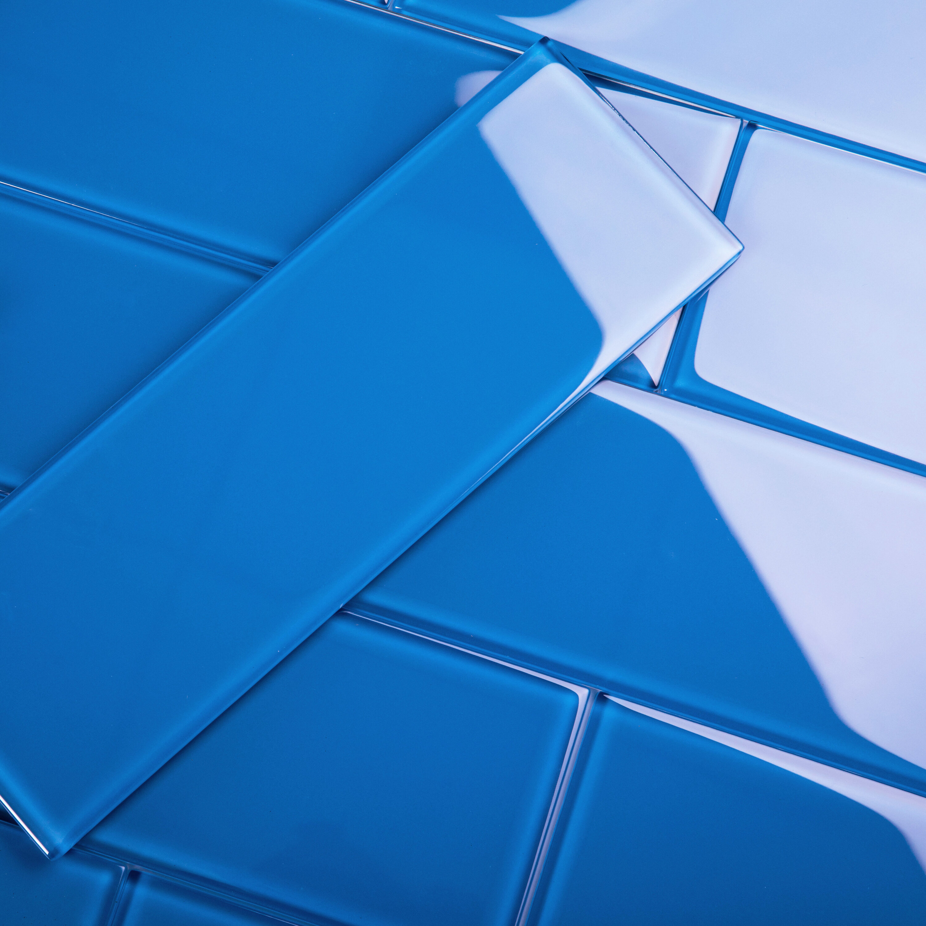 Giorbello (Sample) 4x12 Glass Subway Tiles Cobalt Blue 4-in x 12-in Glossy Glass Brick Subway Wall Tile