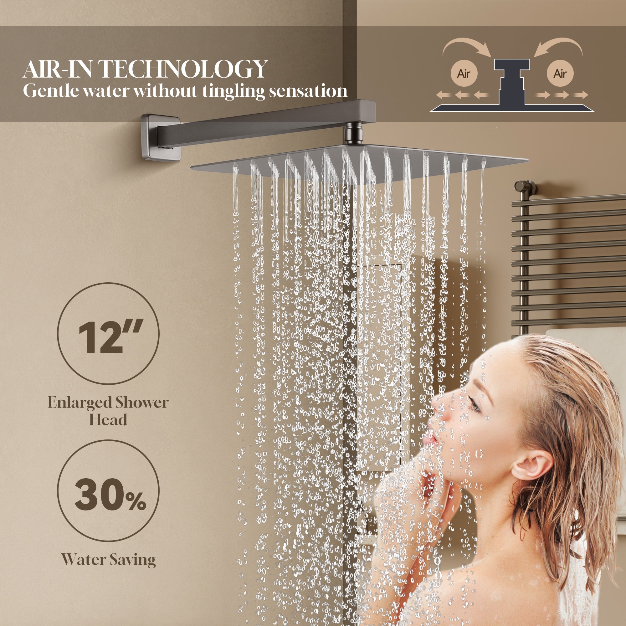 CASAINC CS6077-BN Showerhead-Bar-Panels - View #2