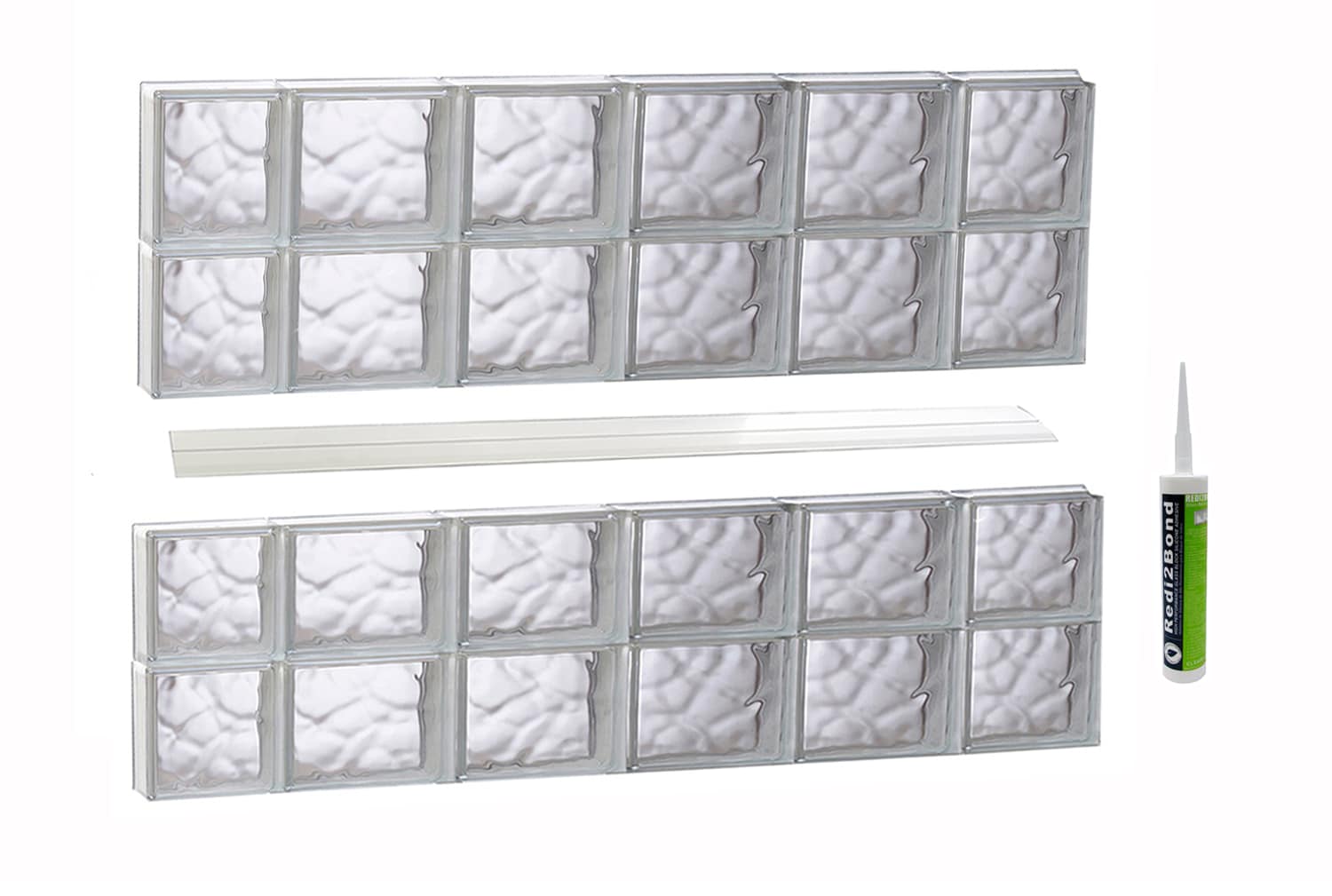 REDI2SET S4430DC Wavy Glass 42-1/2-in x 29-in Frameless Replacement Glass Block Window
