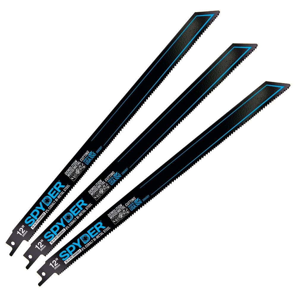 Spyder 200307 Black Series Bi-metal 12-in 10/14 TPI Thick metal cutting Reciprocating Saw Blade Set 3 -Pack