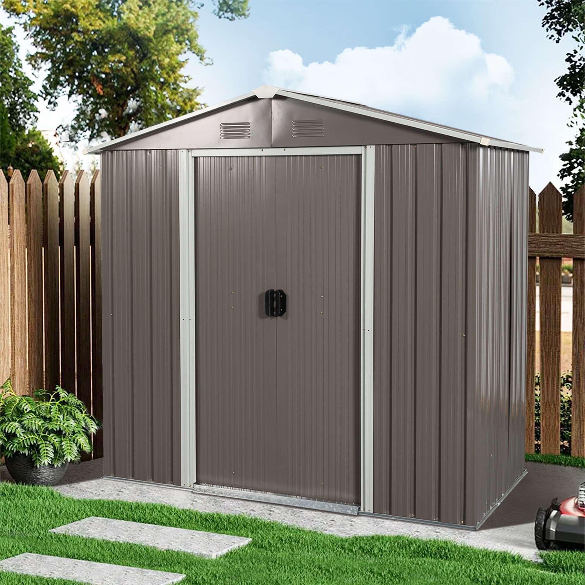 WELLFOR GGJS00384GY Metal-Storage-Buildings-Sheds - View #7